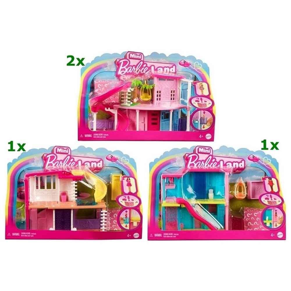Mattel GmbH Spielfigur 4 Stück Mini Barbieland Haus-Set mit Puppe und Accessoire, (4-tlg)