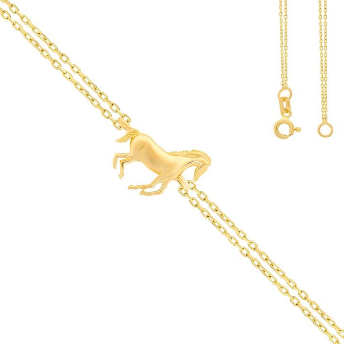 Stella-Jewellery Goldarmband 585er Gelbgold Armband Pferd Anhänger (inkl. Etui 1-tlg) Armkette Goldarmband
