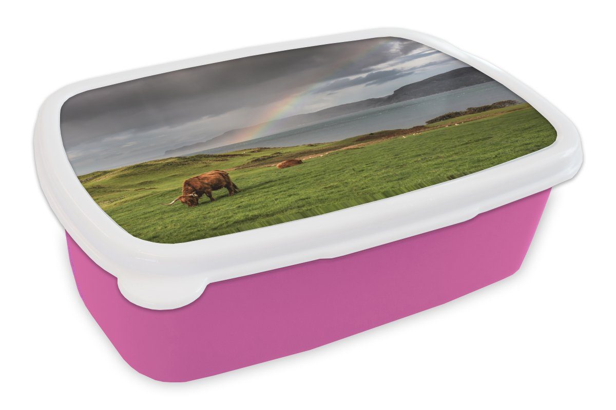 - Gras Brotbox rosa Wolken, Kunststoff Schottische Kinder, (2-tlg), Brotdose Mädchen, Snackbox, Lunchbox für Kunststoff, MuchoWow Highlander Erwachsene, -