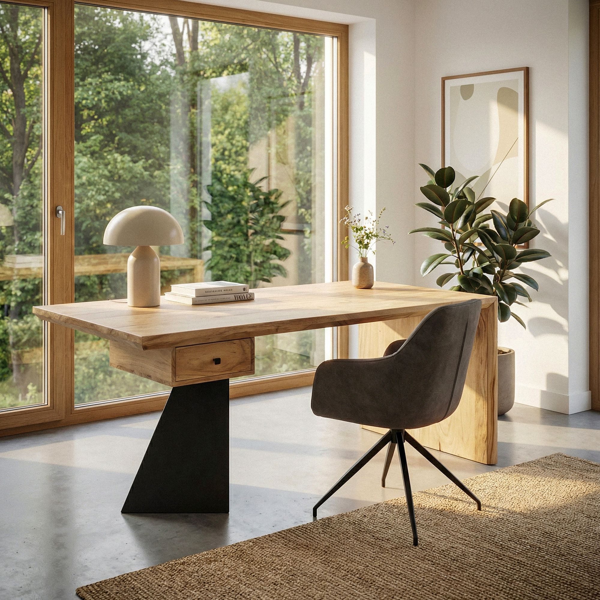 FINEBUY Schreibtisch FB113718 Bürotisch Akazie Massivholz 180 cm mit Schubl günstig online kaufen