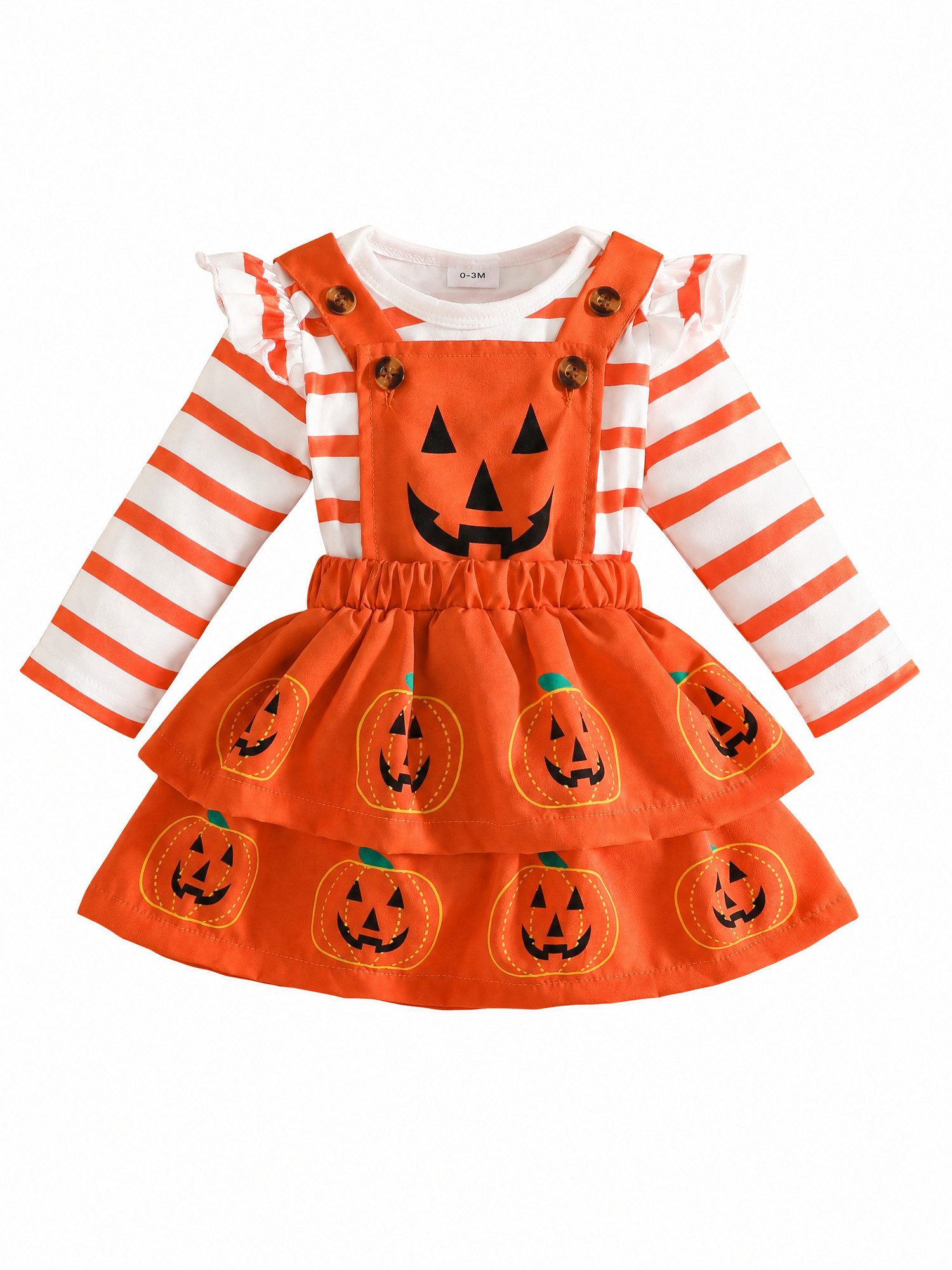 Gluckids 2-in-1-Kleid Halloween 3-tlg Baby Mädchen Kleidung Overall + Latzkleid + Stirnband (3-tlg)