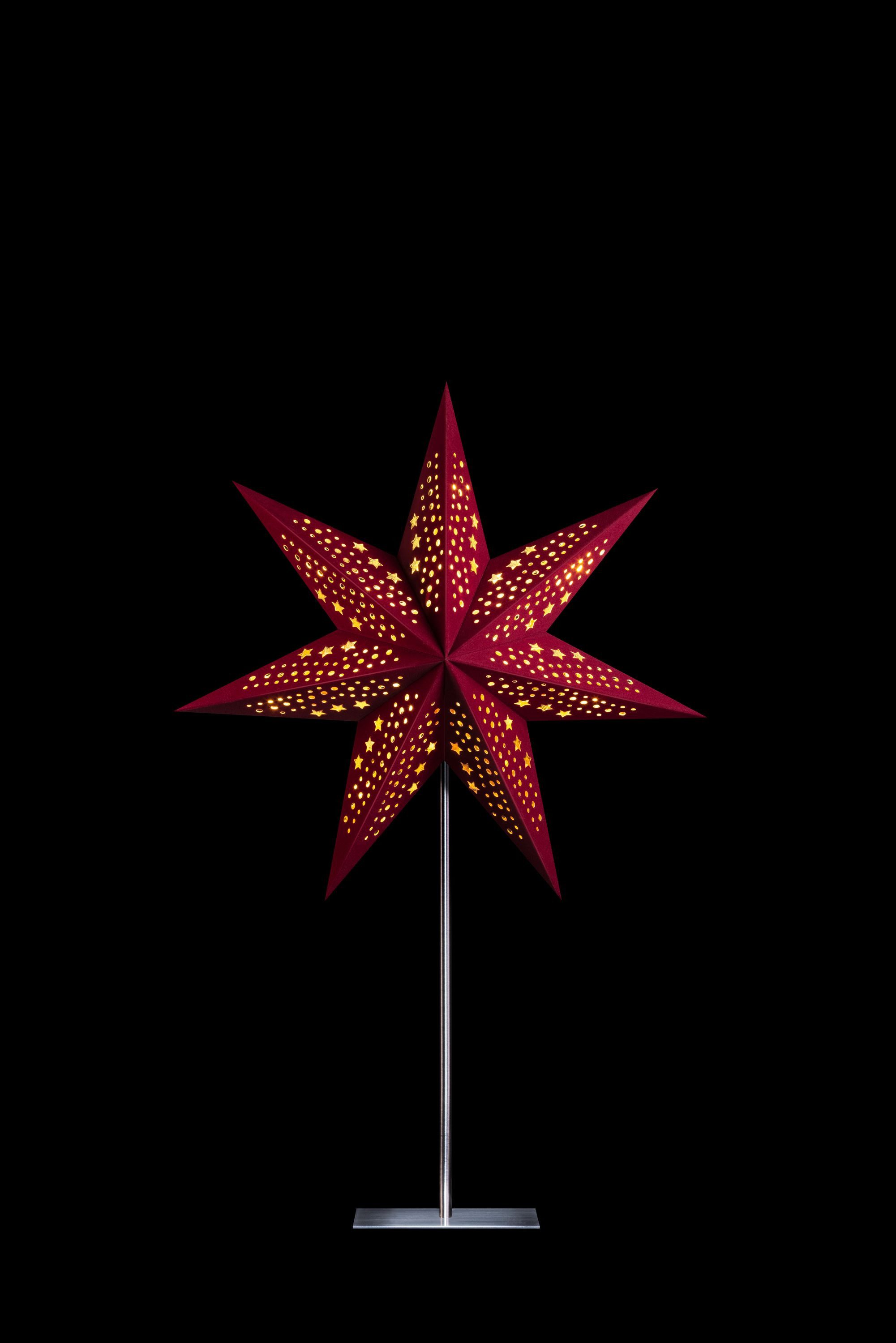 STERNTALER Dekostern, Dekostern Weihnachtsstern Papier Samt Faltstern mit Ständer Ro
