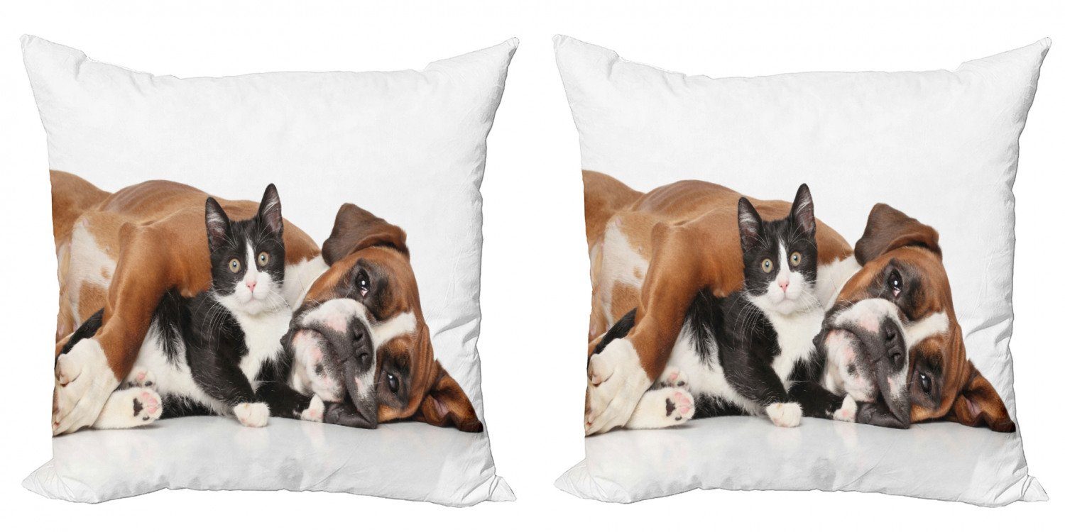 Doppelseitiger Digitaldruck, Stück), Accent Abakuhaus Hund Friendship Kissenbezüge Katze Modern Lustig (2