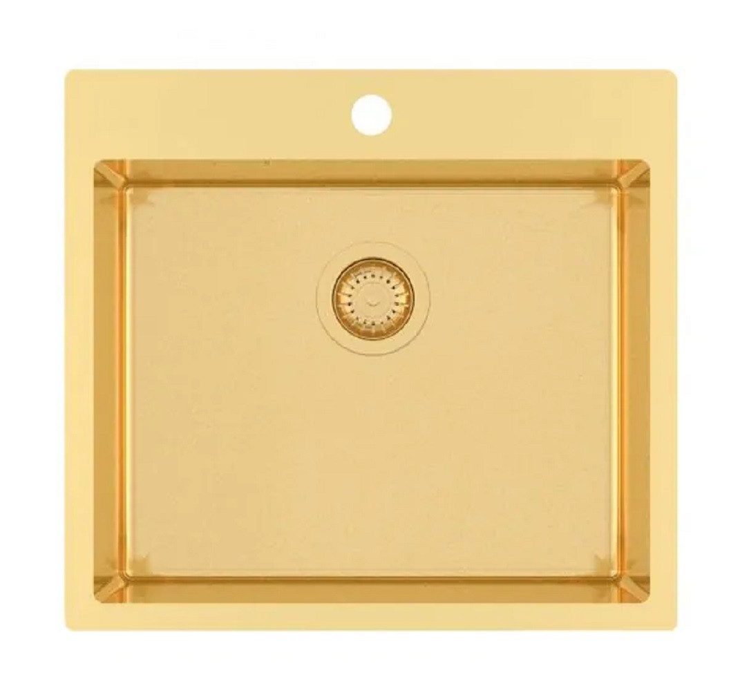 GURARI Küchenspüle TERRA 100N Gold Design Edelstahlspüle, 550 x 505 mm Premiumqulität, (1 St)