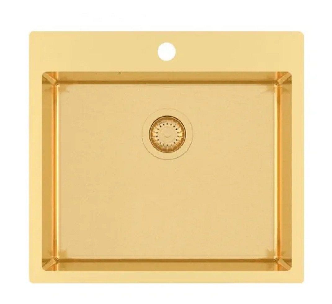 Thumbnail - GURARI Küchenspüle TERRA 100 N-G+Tap-5553-G,Gold Design Edelstahlspüle mit Messingarmatur, (2 St)
