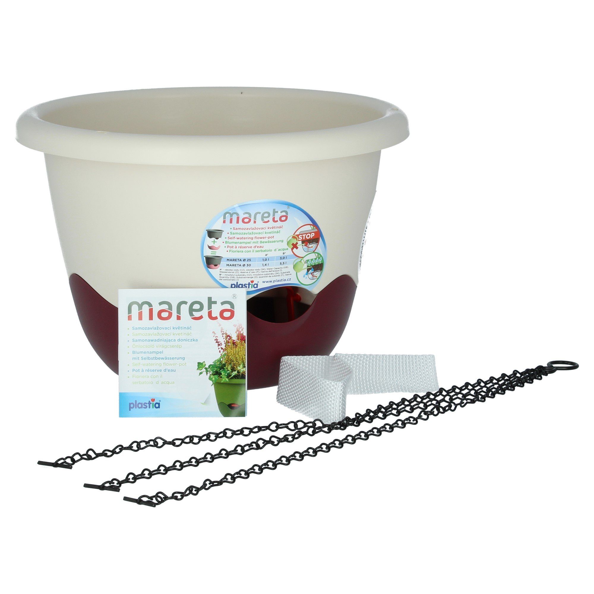 Blumentopf mit 30 Weinrot St) / Elfenbein PLASTIA Erdbewässerung Mareta (1