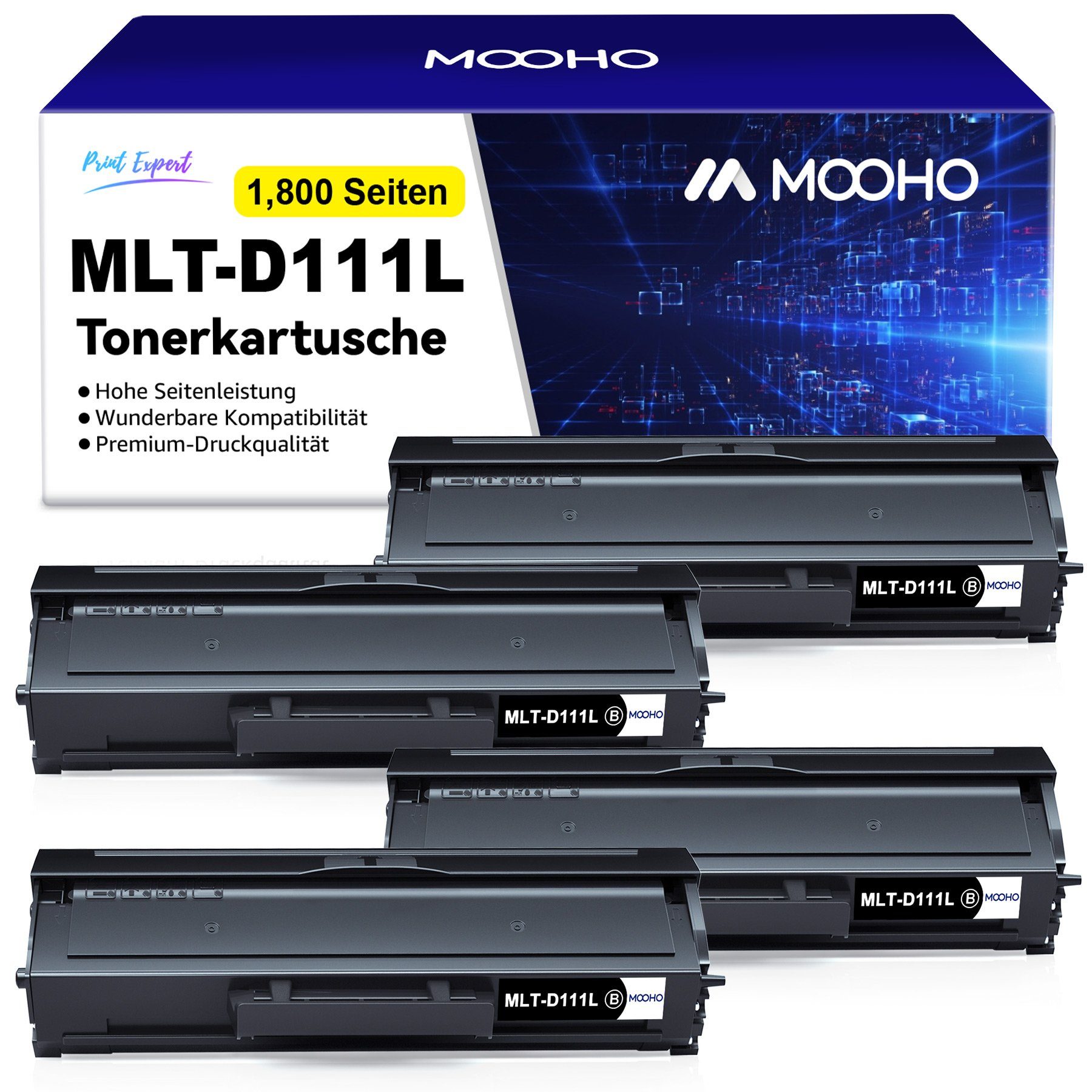 MLT-D111S Schwarz XL M2070 Xpress *4 (4er-pack) SAMSUNG M2026, (1,800 Seiten) M2020 MOOHO D111L 4pk Tonerkartusche für