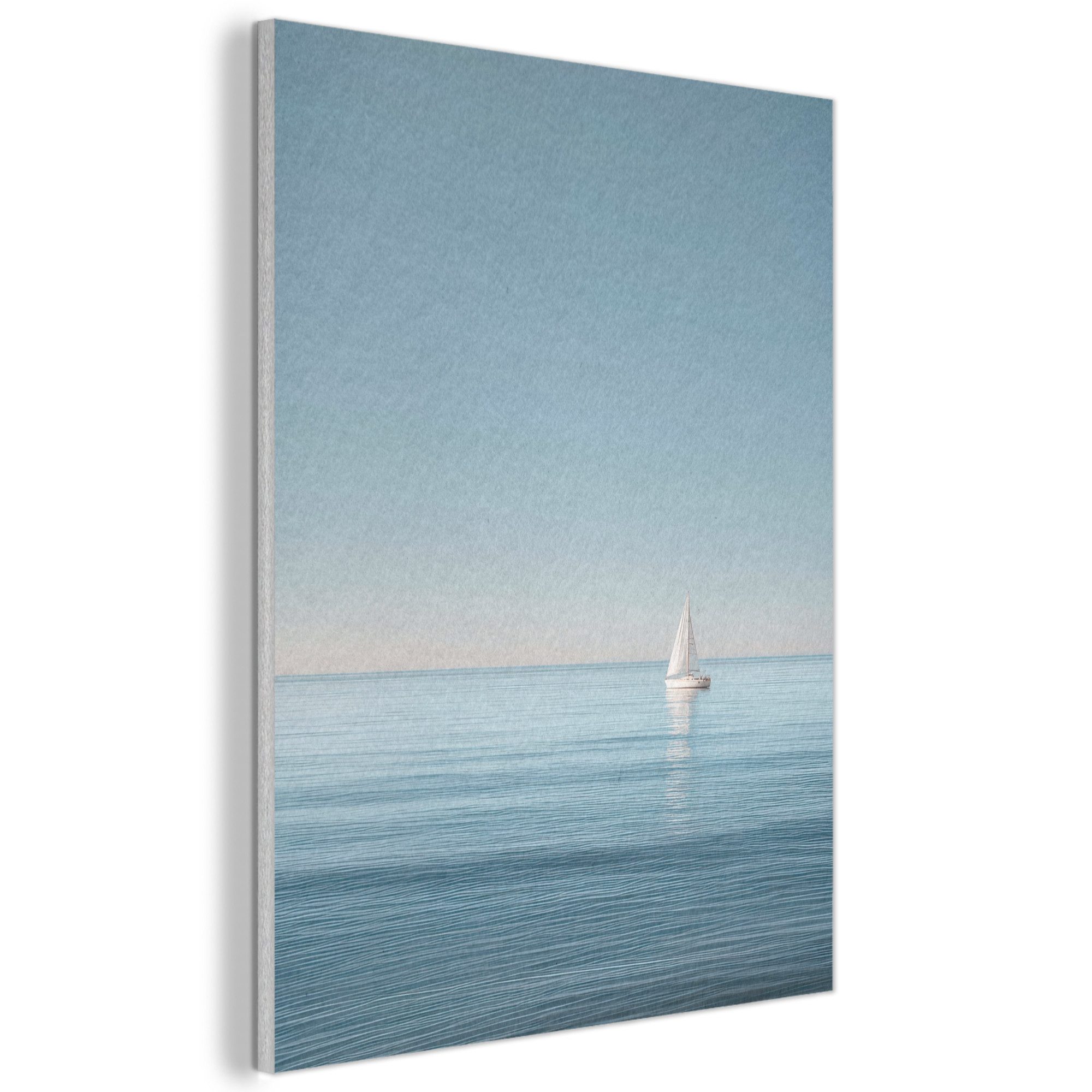 MuchoWow Gemälde Segelboot - Ruhige See - Strahlend blauer Himmel, Fotodruck (1 St), Akustikpaneele, Wandpaneele, Schalldämmung, Akustikbilder 30x40 cm