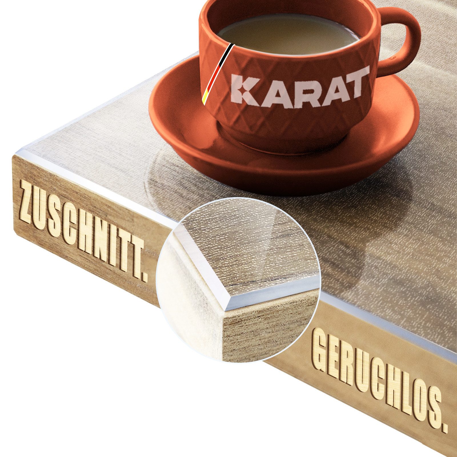 Karat Tischdecke Mattierte transparente Tischfolie mit abgeschrägter Kante günstig online kaufen