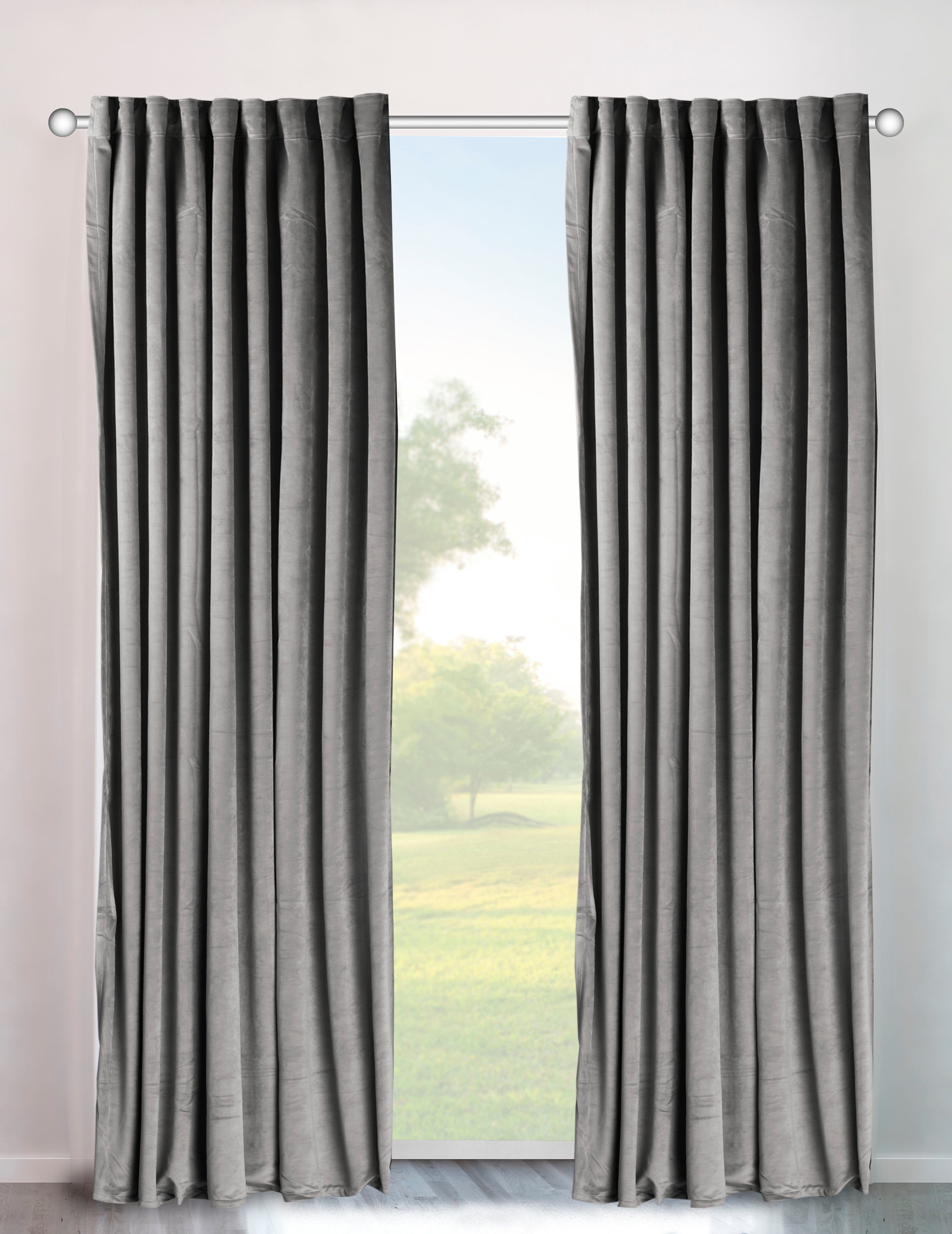 OTTO home Vorhang Velvet uni (2 St), Multifunktionsband, blickdicht, Blickdichter Samt, 2-er Set, edel, Gardine, multifunktional