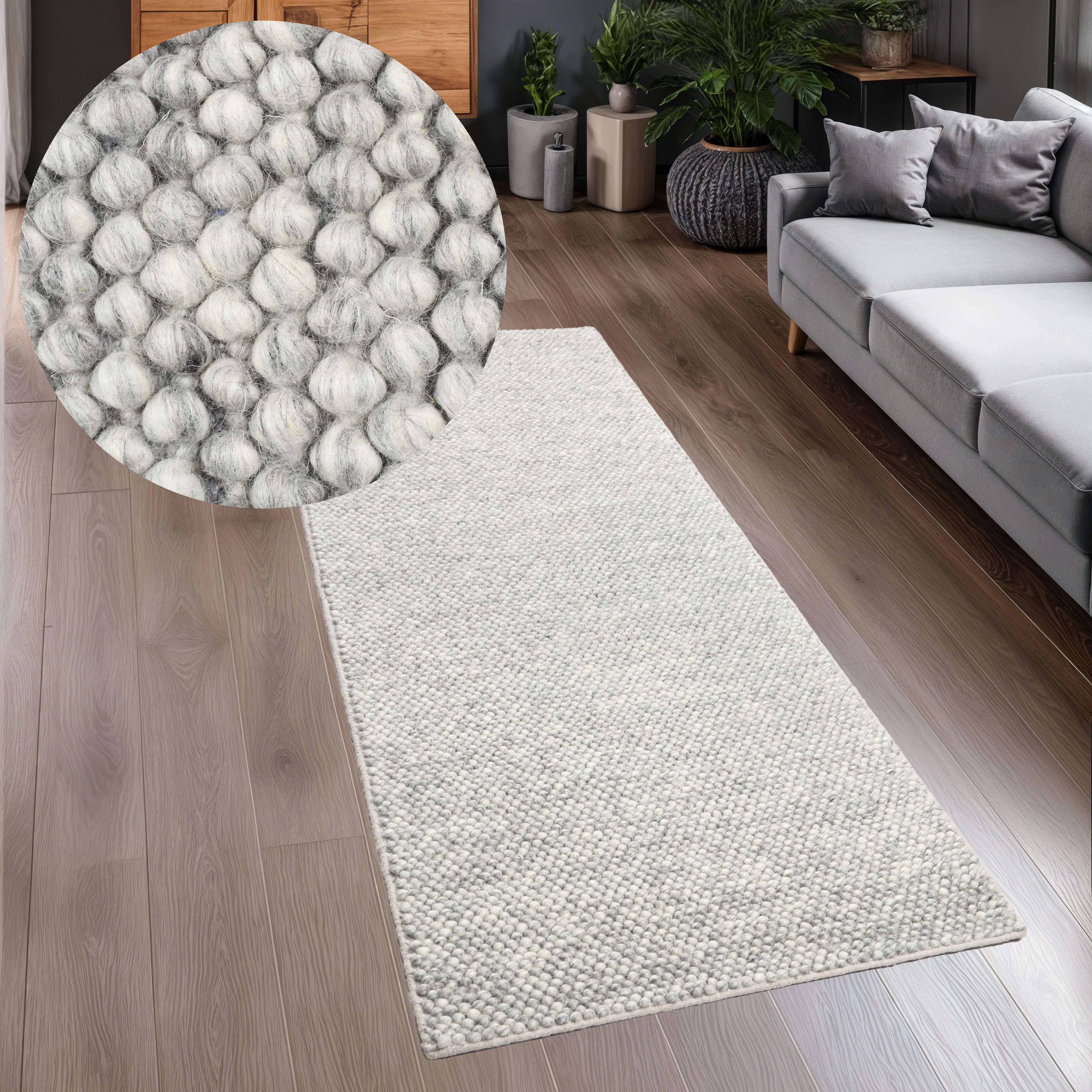 LeGer Home by Lena Gercke Wollteppich Ainhoa, handgewebt, Wolle, rechteckig, Höhe: 12 mm, einfarbig, Wolle, Teppich, Wohnzimmer, Schlafzimmer, Esszimmer