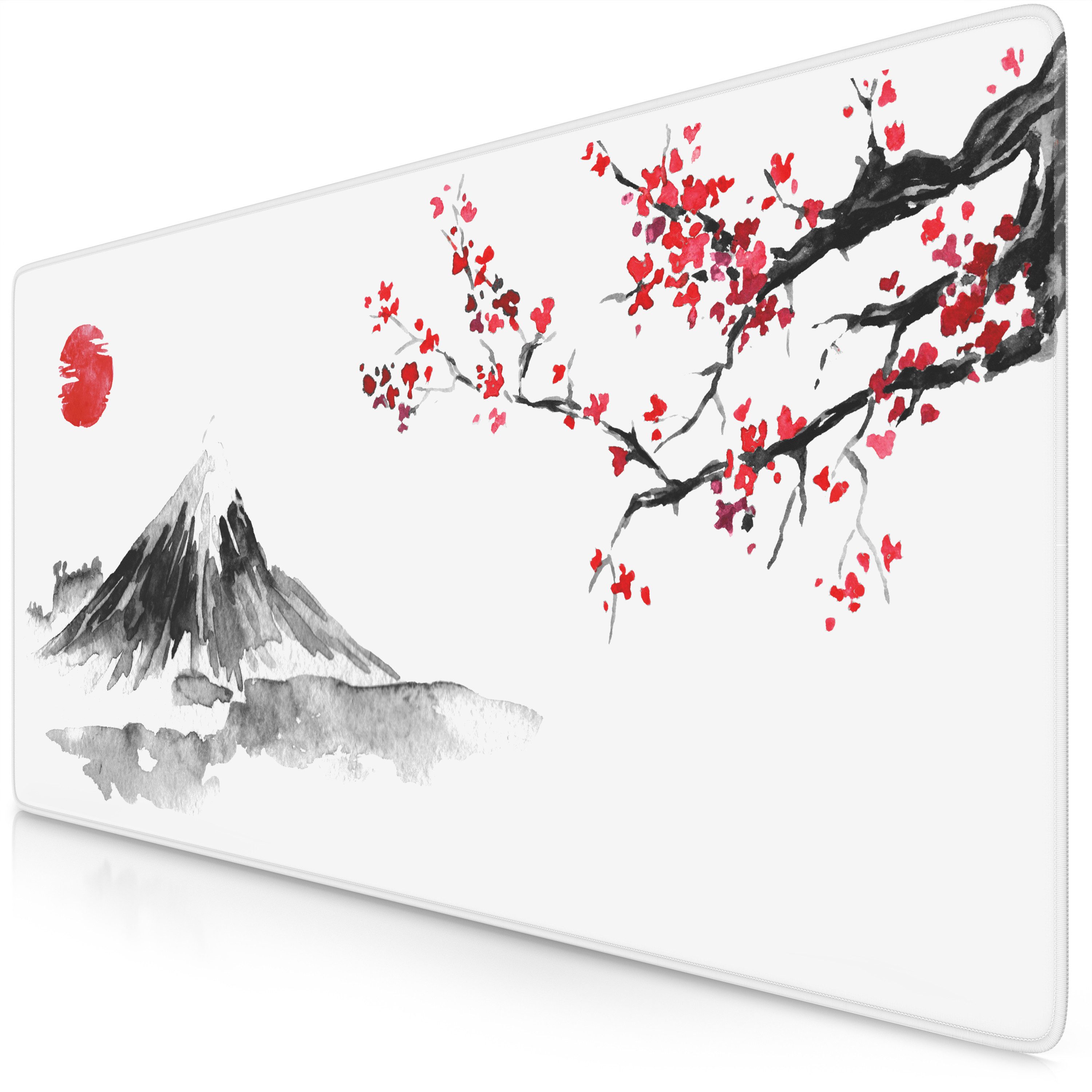 Titanwolf Gaming Mauspad XXL Speed Mousepad 900 x 400 x 3 mm, Schreibtischauflage, abwaschbar, rutschfeste Rückseite, Geschwindigkeit & Präzision, Ink Sakura 4