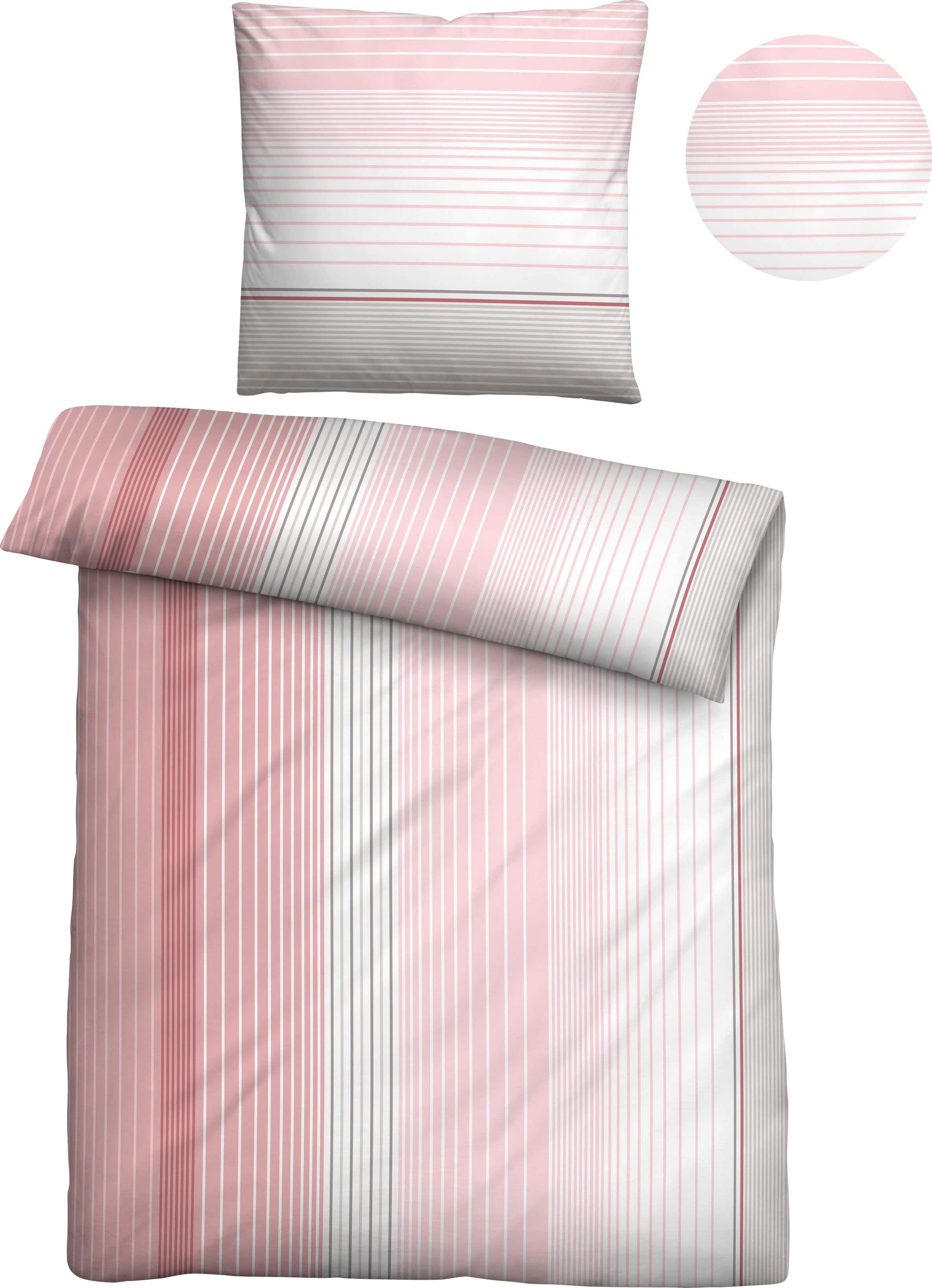 Castell - Markenbettwäsche Bettwäsche Laurin, Microfaser, 2 teilig, mit unterschiedlichen Längsstreifen