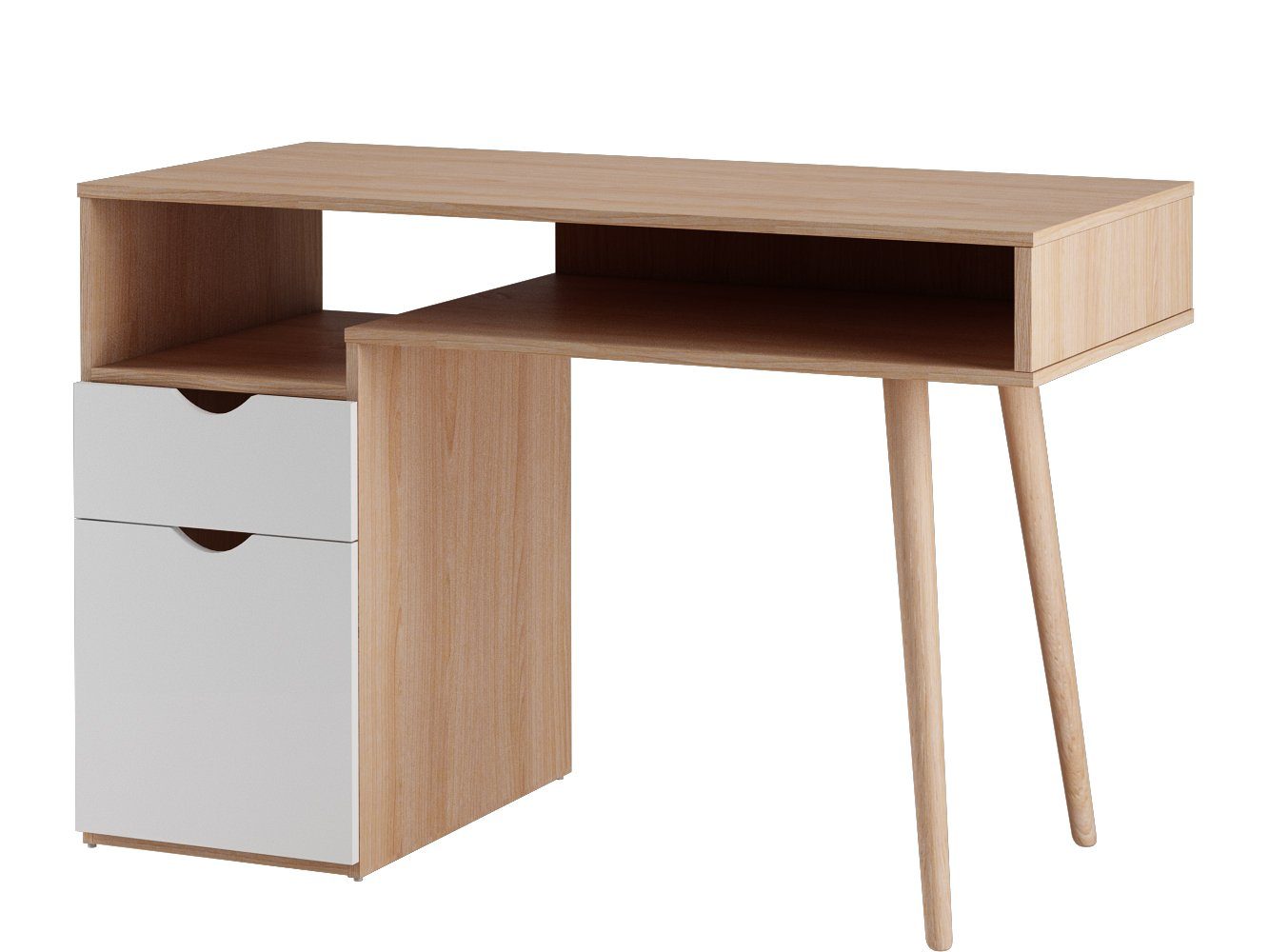 loft24 Schreibtisch Sebi, Computertisch mit Schublade+Tür, Skandinavischer  Stil, Breite 120 cm