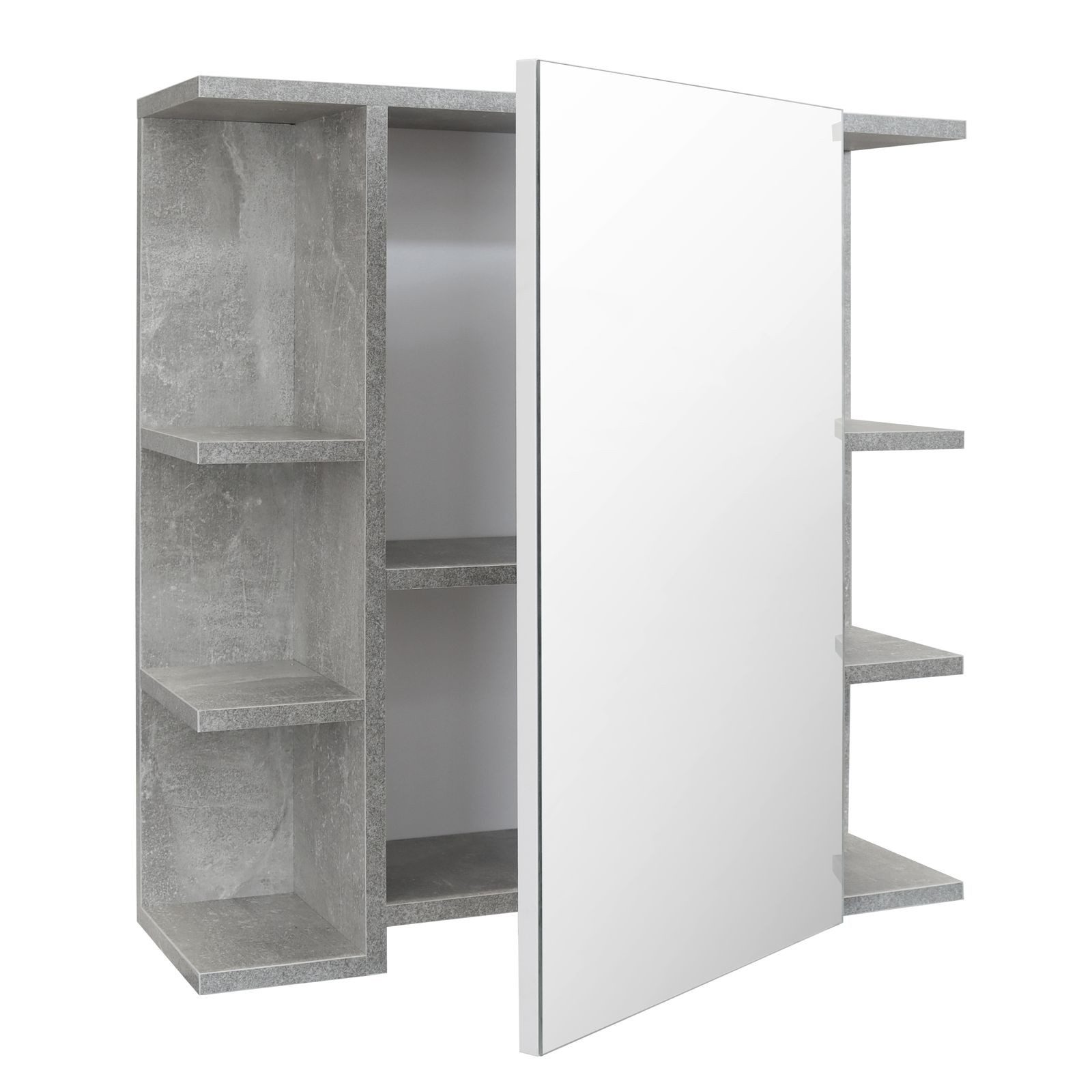 Stabilo Sanitär Hängeschrank Eintüriger Spiegelschrank in Marmor Optik mit 6 Seitenflächen (1-St) Spiegelschrank mit 6 Seitenflächen – Bild 3 von 5