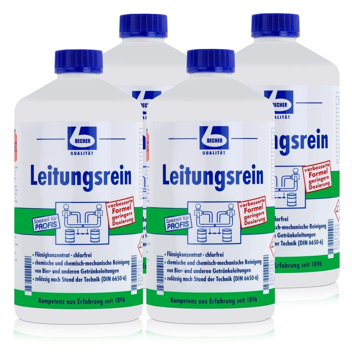 Dr. Becher 4x Dr. Becher Leitungsrein vorher Bier-Rohr-Rein / 1 Liter Spezialwaschmittel