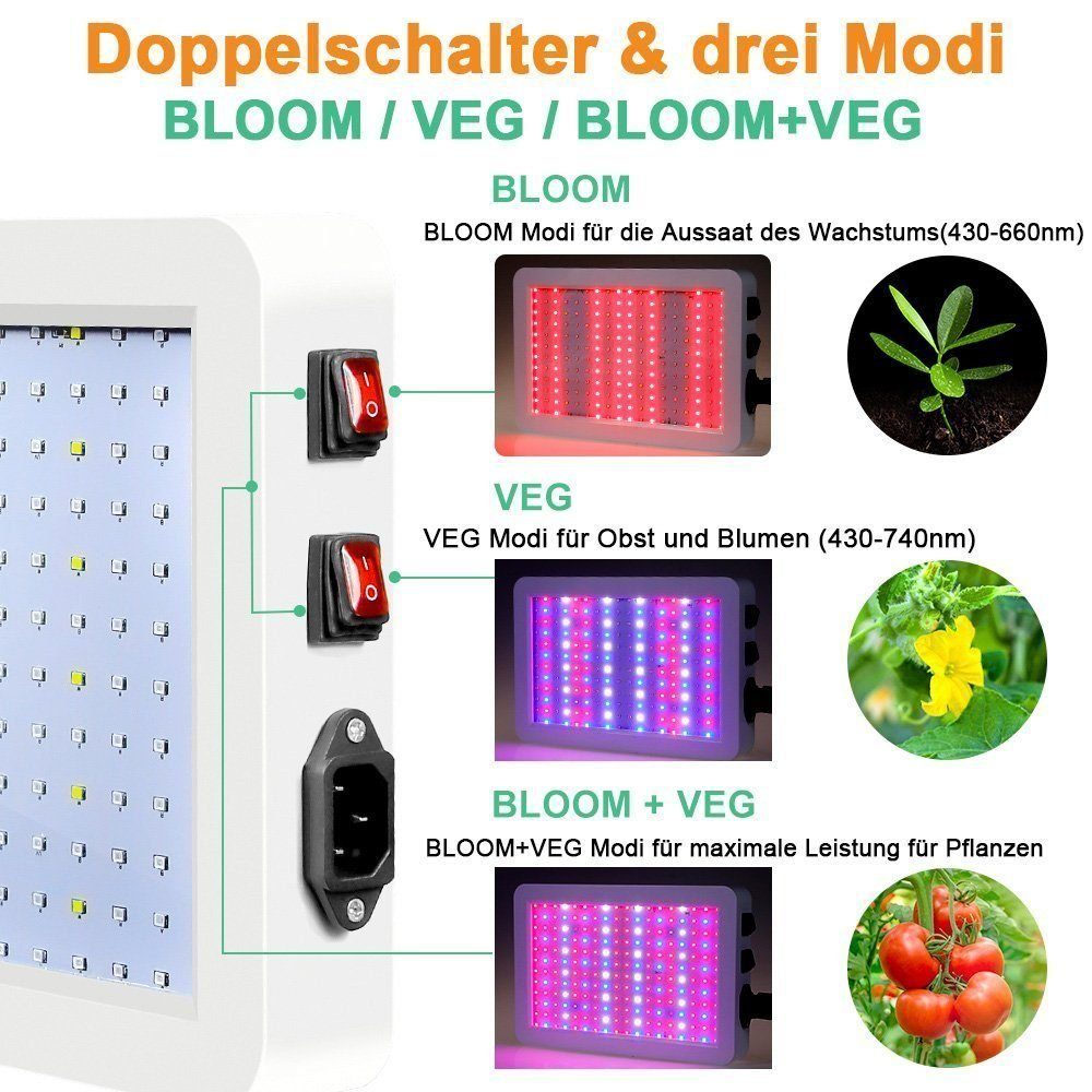 verstellbarer 216/312LEDs,Doppelschalter,60W/80W,mit Pflanzenlampe DOPWii Seilaufhängekette