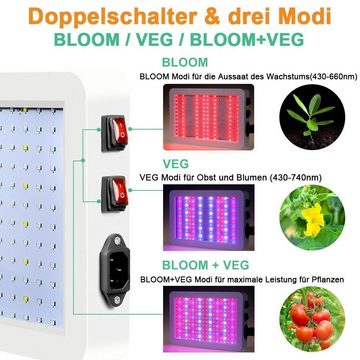 DOPWii Pflanzenlampe 216/312LEDs,Doppelschalter,60W/80W,mit verstellbarer Seilaufhängekette