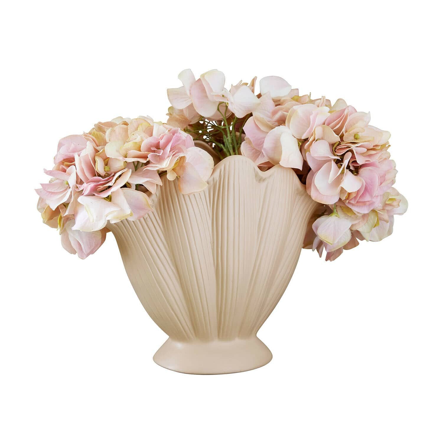 Mirabeau Tischvase Vase Nuvienne creme, Muschel, Sommer, Ovale Muschelform, Aus Steinzeug, Mattes Finish