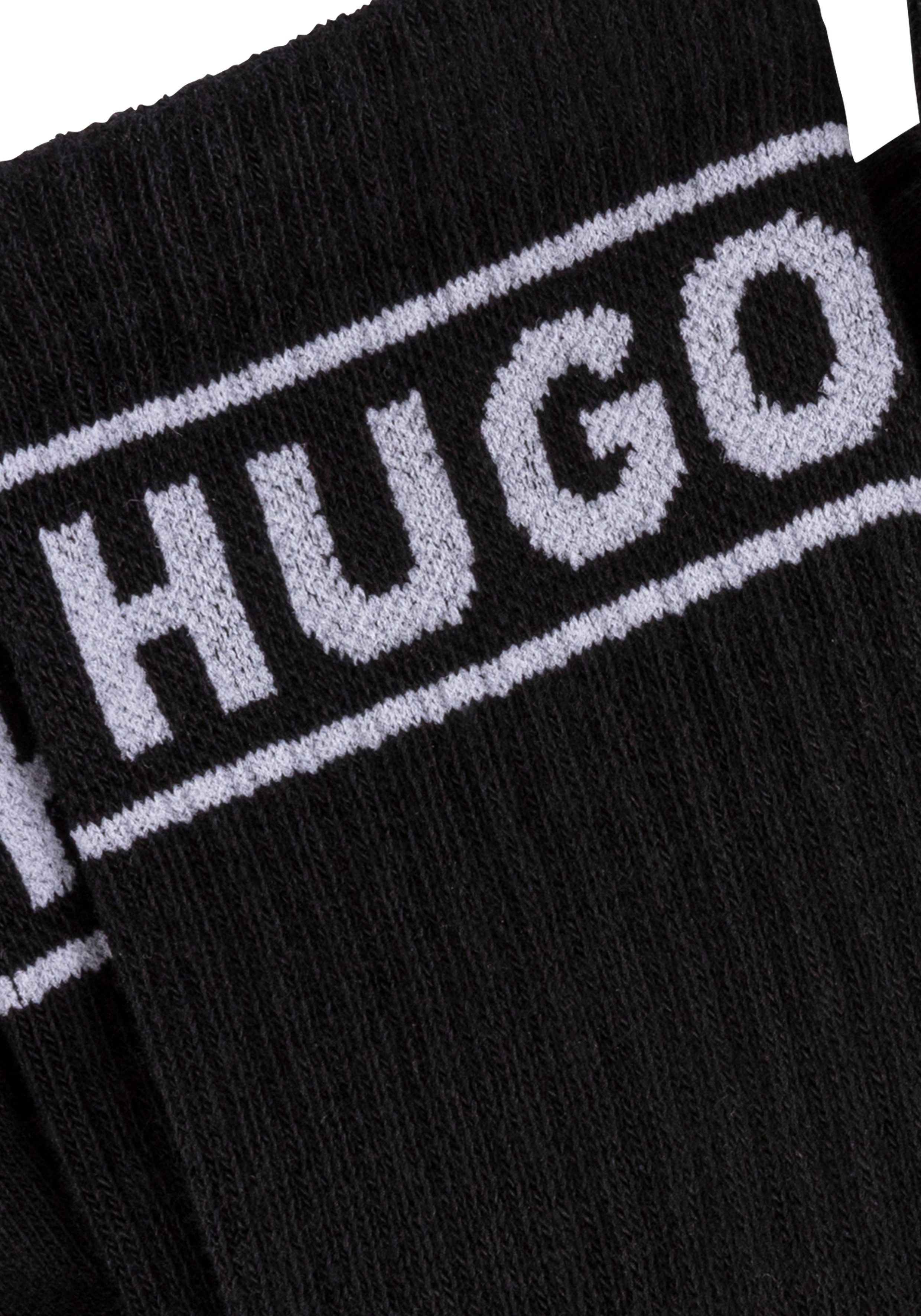HUGO Freizeitsocken 3P QSRIB SPORTY CC W (Packung, 3-Paar, 3er) mit kontrastfarbenem Logodetail