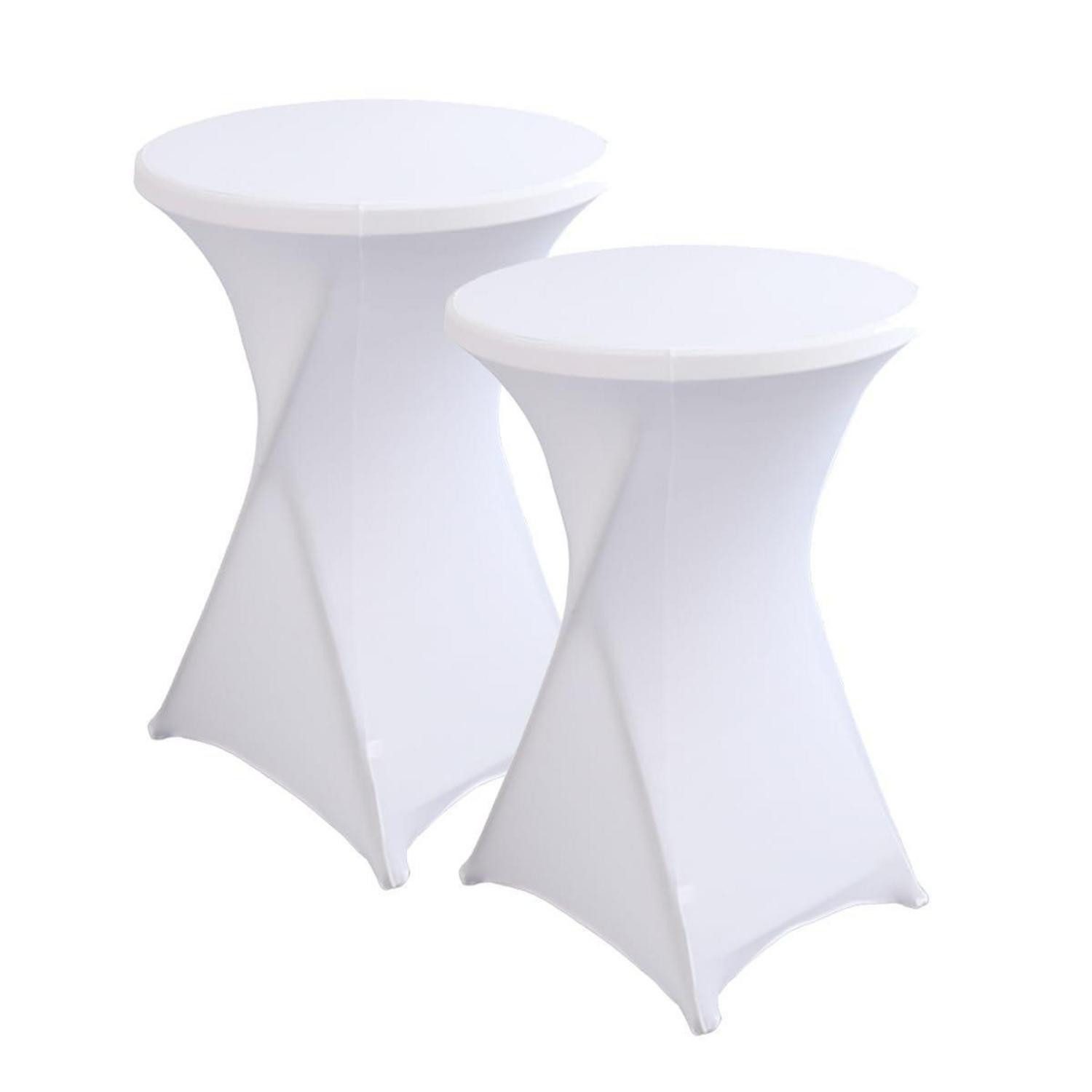 LuxusKollektion Stehtischhusse Stretch Stehtisch Hussen 2er Set Weiß Ø 80-85 cm