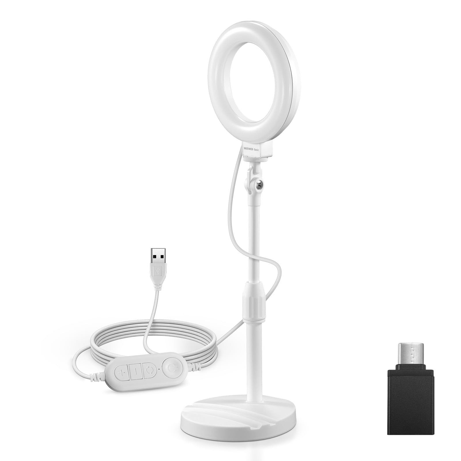 Neewer Ringlicht BR60 5" Tisch Ringlicht 10W mit Ständer für iPhone & Webcam, passt an Smartphones,Tablets oder PCs