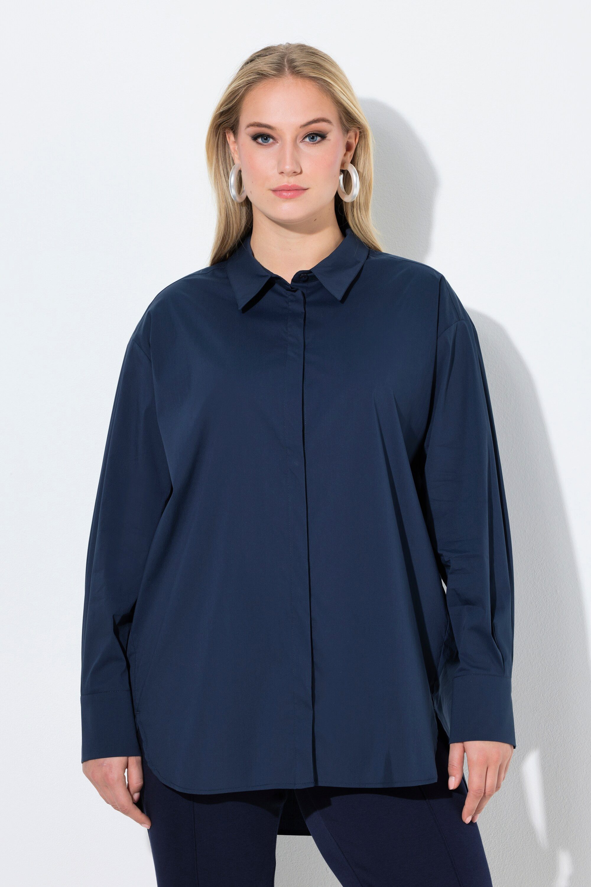 Hemdbluse Hemdbluse oversized Hemdkragen Langarm