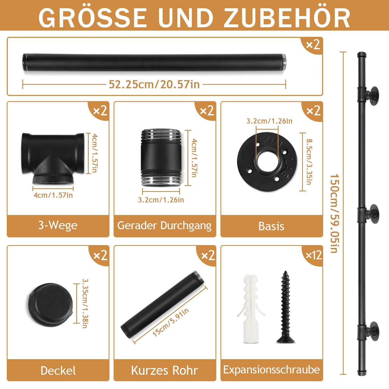 Clanmacy Treppengeländer Handläufe Geländer für Rohrtreppen günstig online kaufen