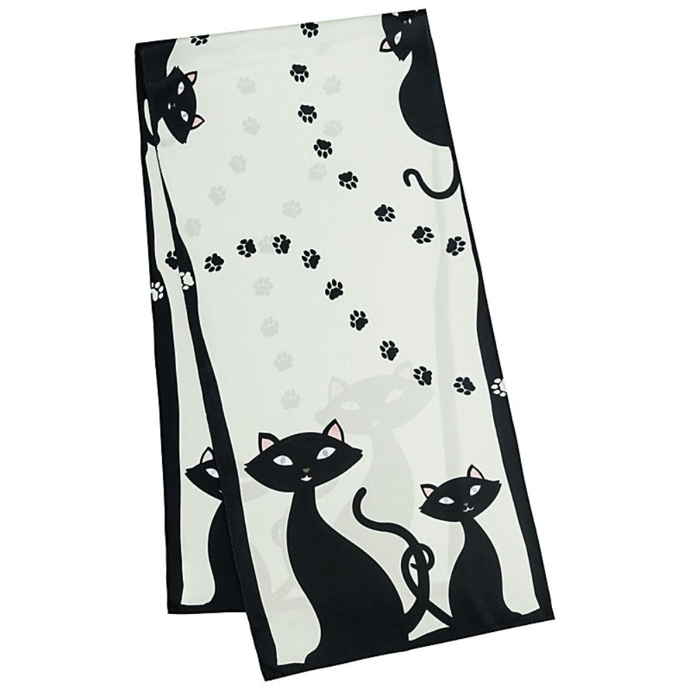 von Lilienfeld Seidenschal Schal 100% Seide Schwarze Katzen Kätzchen Maße 172 x 42 cm, Tierdruck