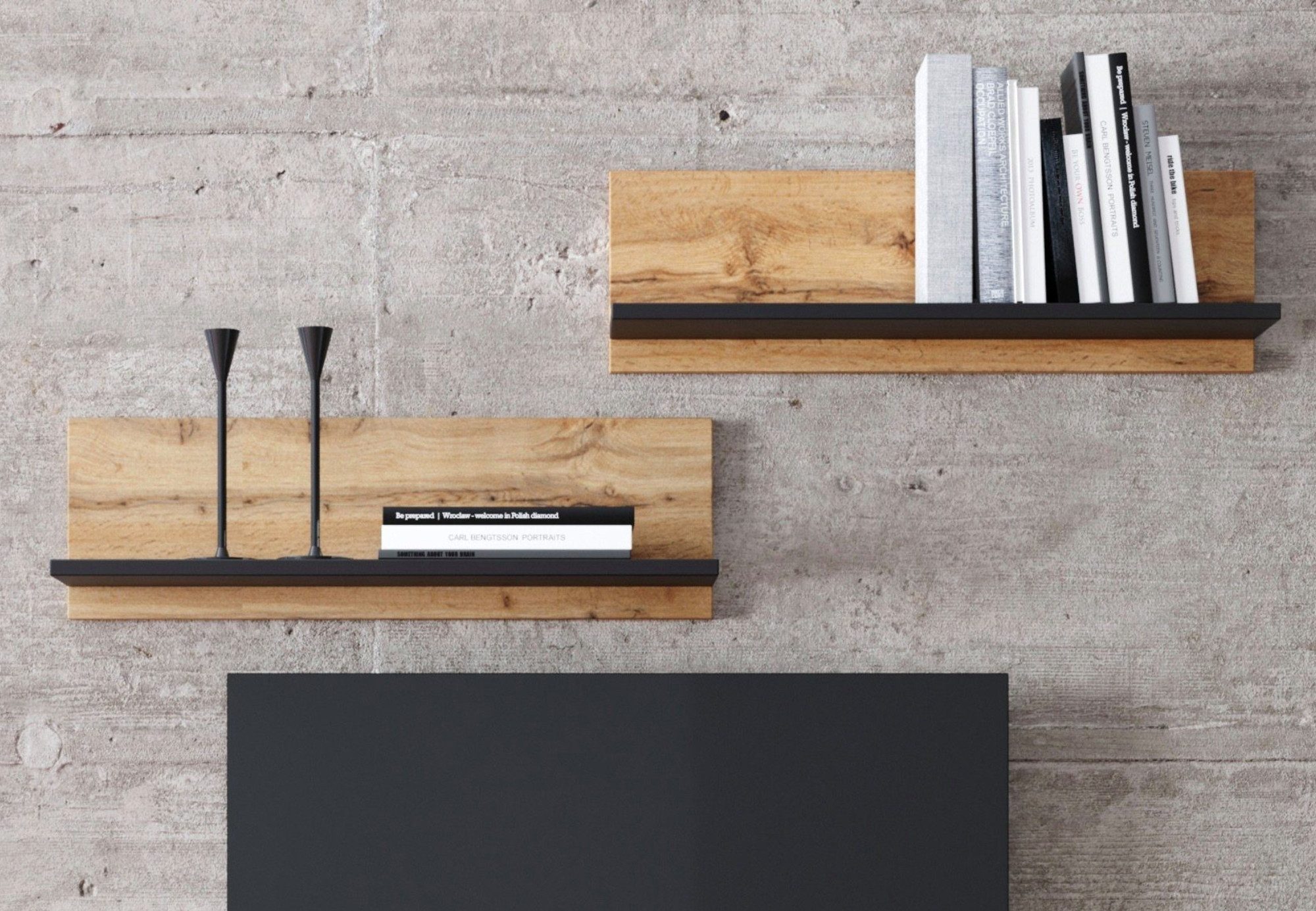 Home Collective Wandregal 2er Set Wandregale 2 Stück je 100cm breit, Wandbo günstig online kaufen