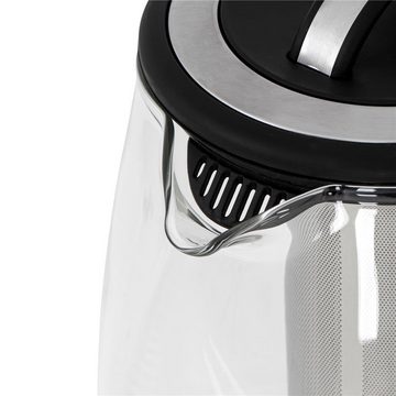Camry Wasserkocher CR 1290, 2 l, 2200,00 W, Glaswasserkocher mit Temperaturregelung, LED Beleuchtung, Teesieb