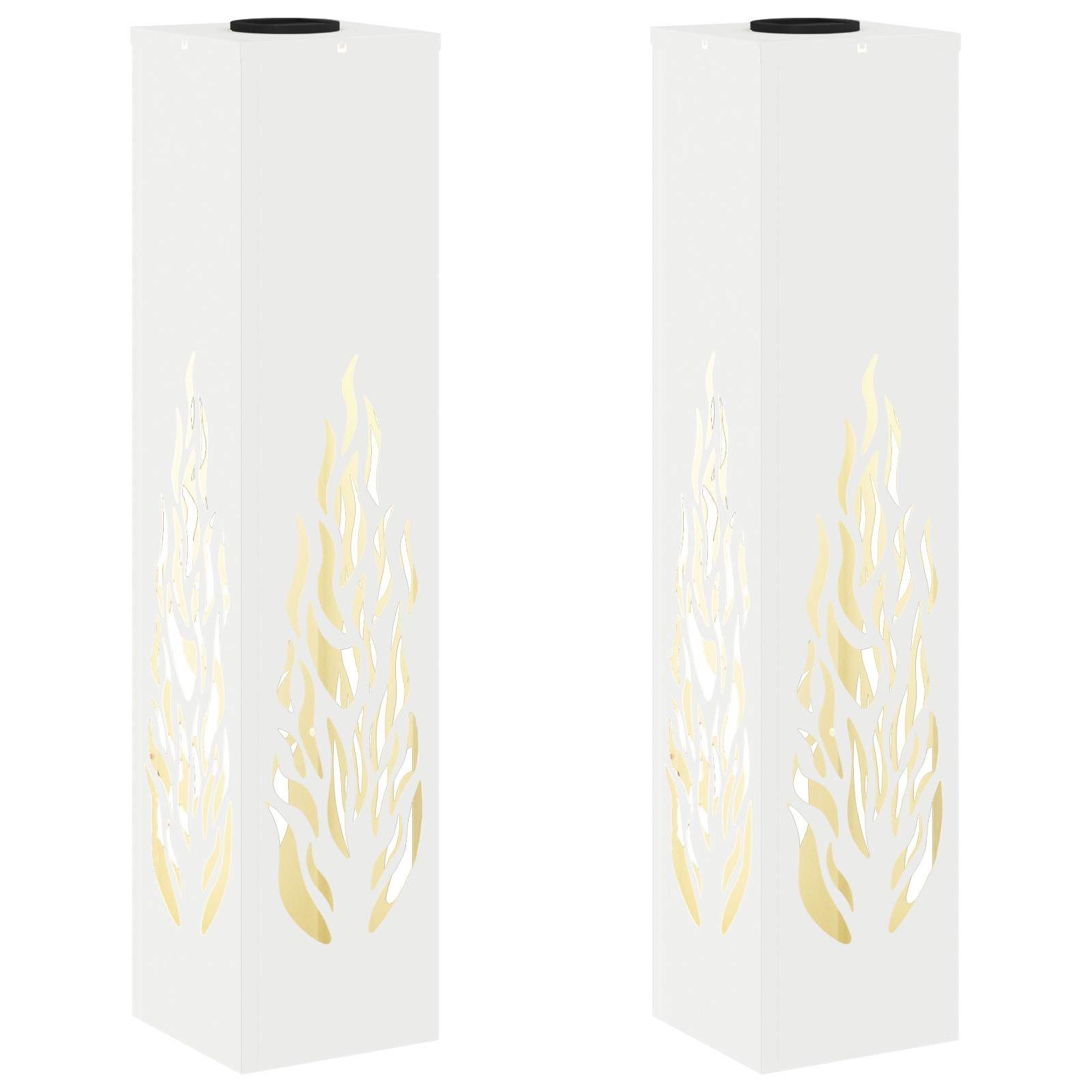 vidaXL LED Solarleuchte Solar LED Weg Licht 2 pcs Weiß Kalt gewalzter Stahl