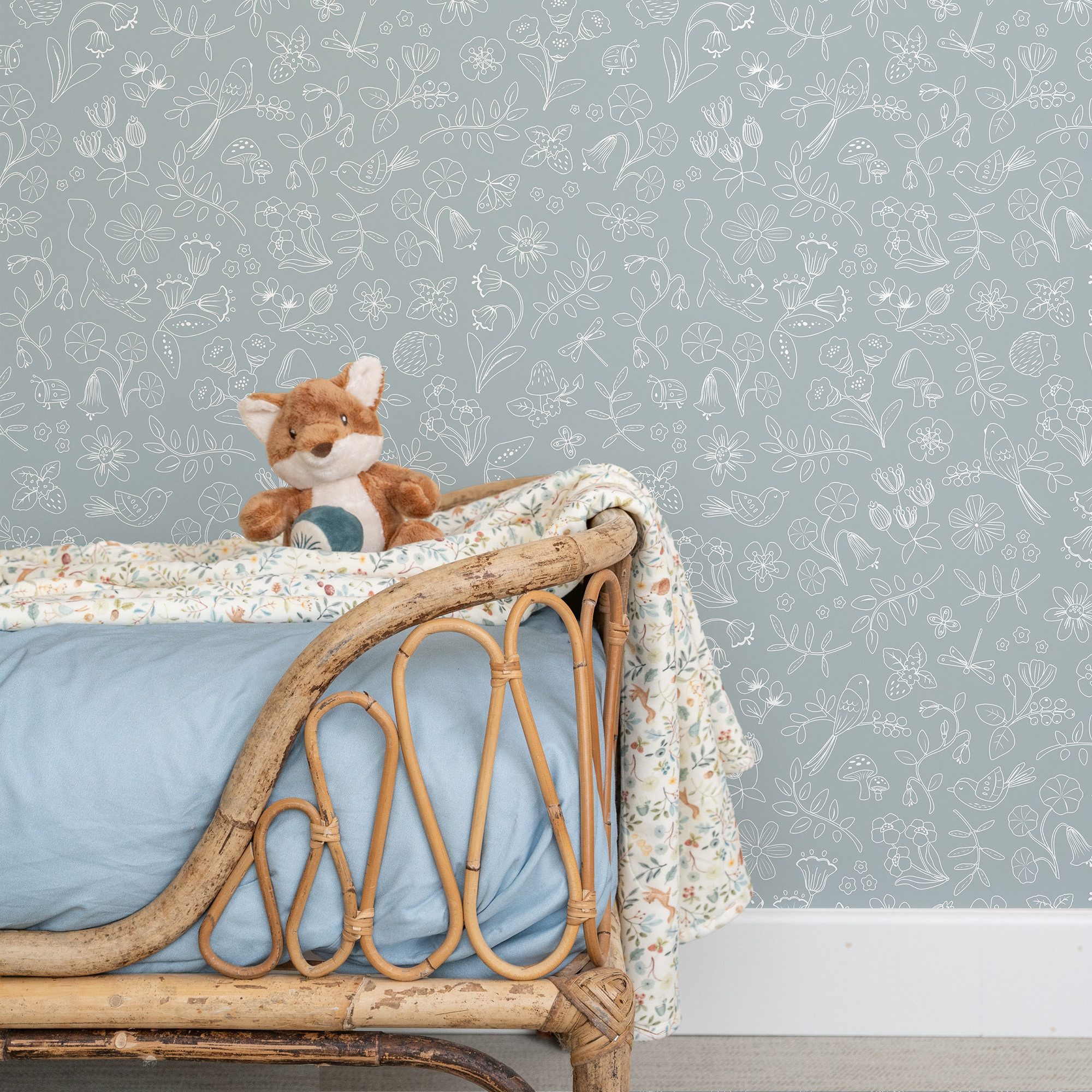 LITTLE DUTCH Vliestapete Forest Wonders Denim, glatt, grafisch, (1 St), Design Tapeten