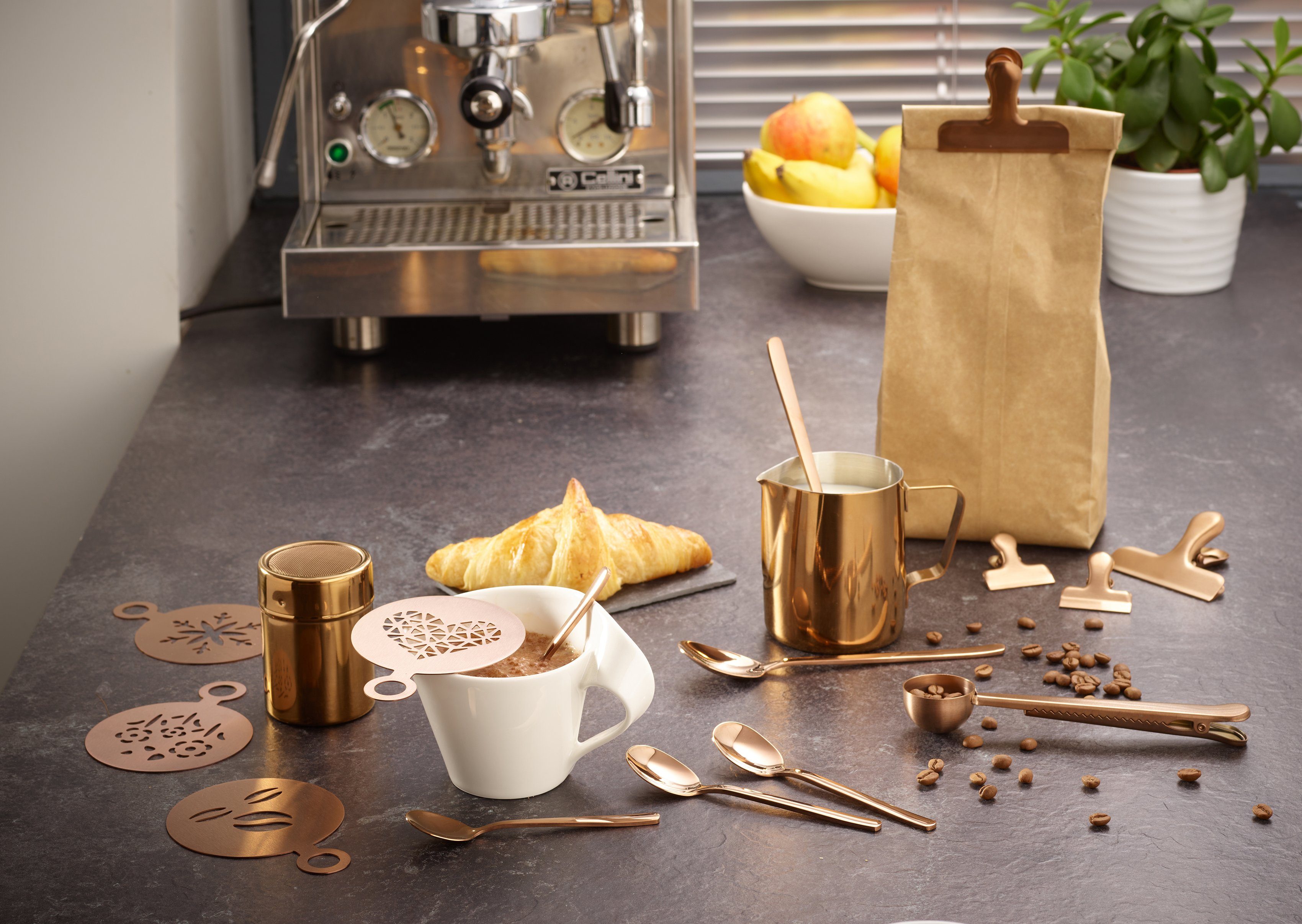 ECHTWERK Barista-Set, Kaffeezubehör-Set, ideal Macchiato, 23-tlg. oder kupferfarben Cappuccino Latte für