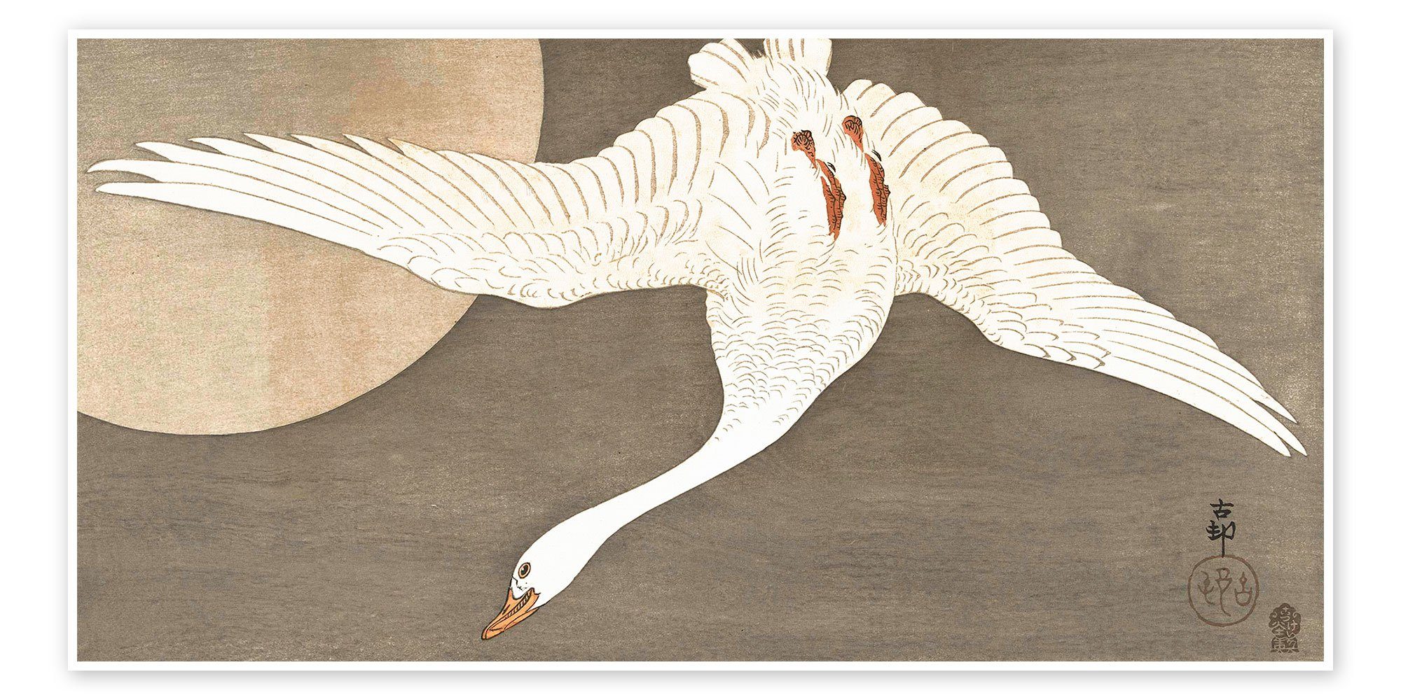 Posterlounge Poster Ohara Koson, Weiße Gans, Wohnzimmer Japandi Malerei