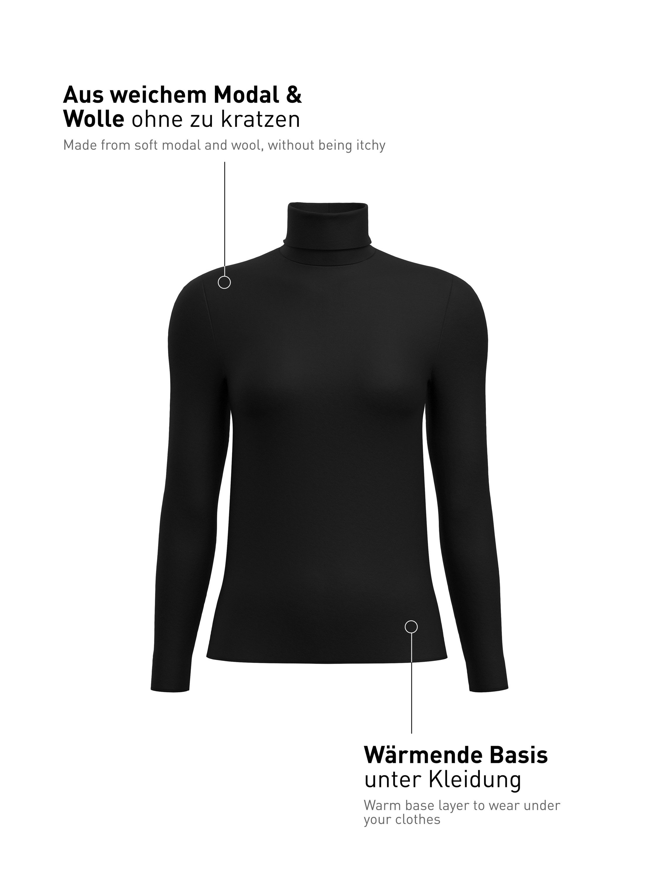 CALIDA Unterziehshirt Second Skin Damen (1-St) mit Rollkragen, seidig weich und elastisch