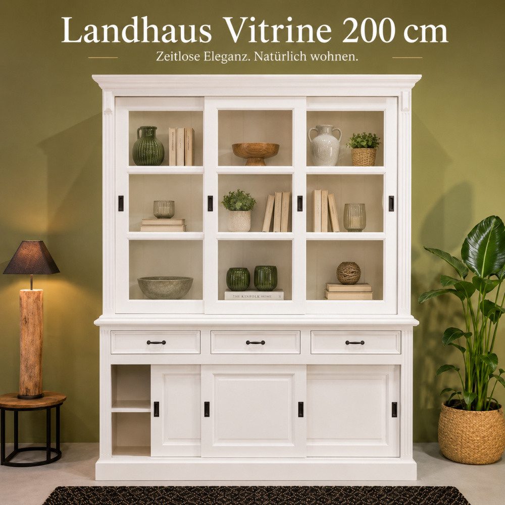 Wohnpalast Vitrine Vitrinen Schrank Vincenza weiß 200 cm