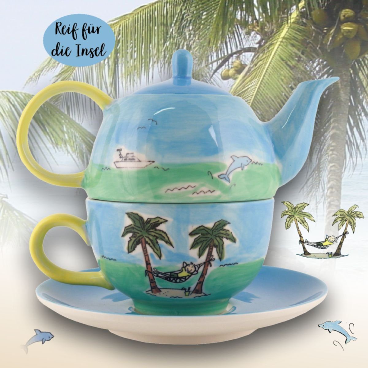 Mila Teekanne Mila Keramik Tee-Set Tea for One Reif für die Insel, 0,4 l, (Set)