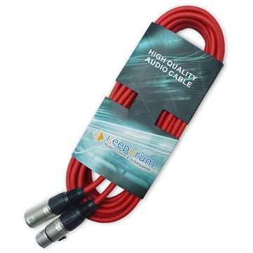 keepdrum DMX-Kabel Lichtkabel Elektro-Kabel, 3-pol XLR-Stecker, zu XLR-Buchse (15 cm), Rot 3 Stück