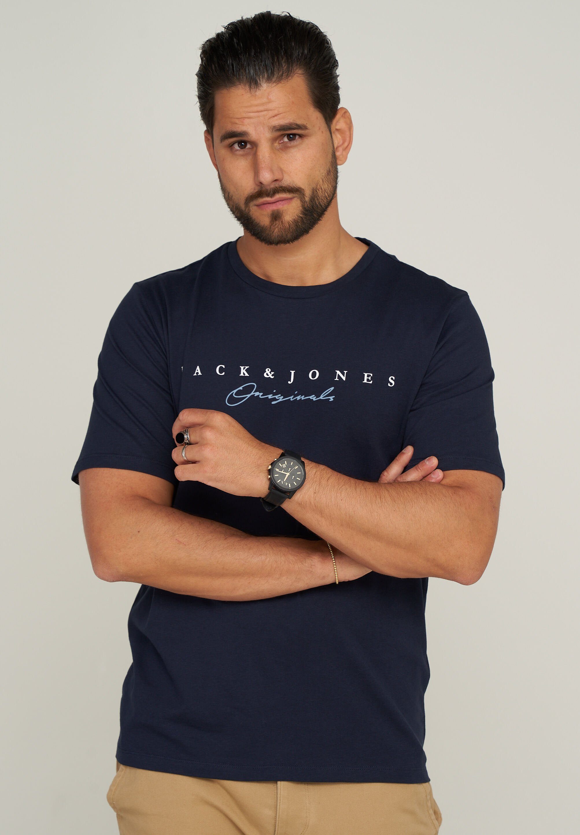 Jack & Jones T-Shirt JJHARRISON TEE SS CREW NECK Dark Blue