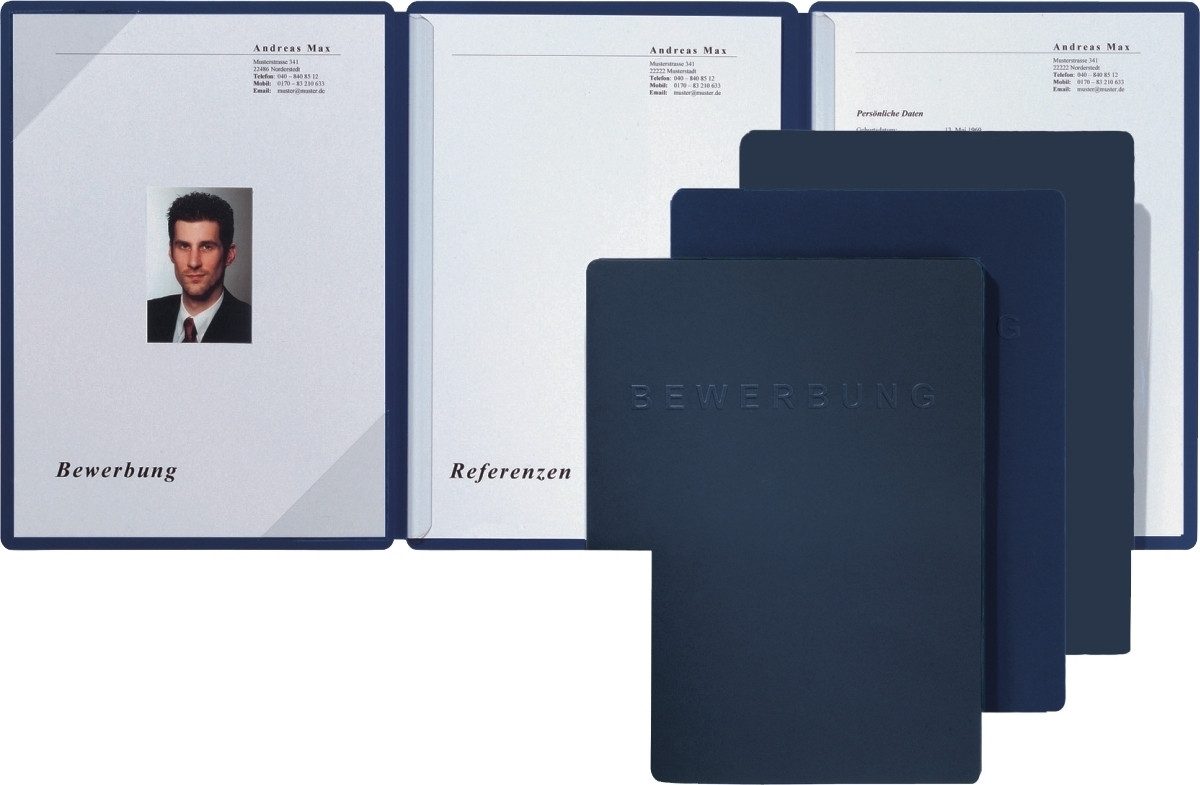 Bewerbungsmappe Bewerbungsmappe Square 3-teilig Karton 270g/qm blau