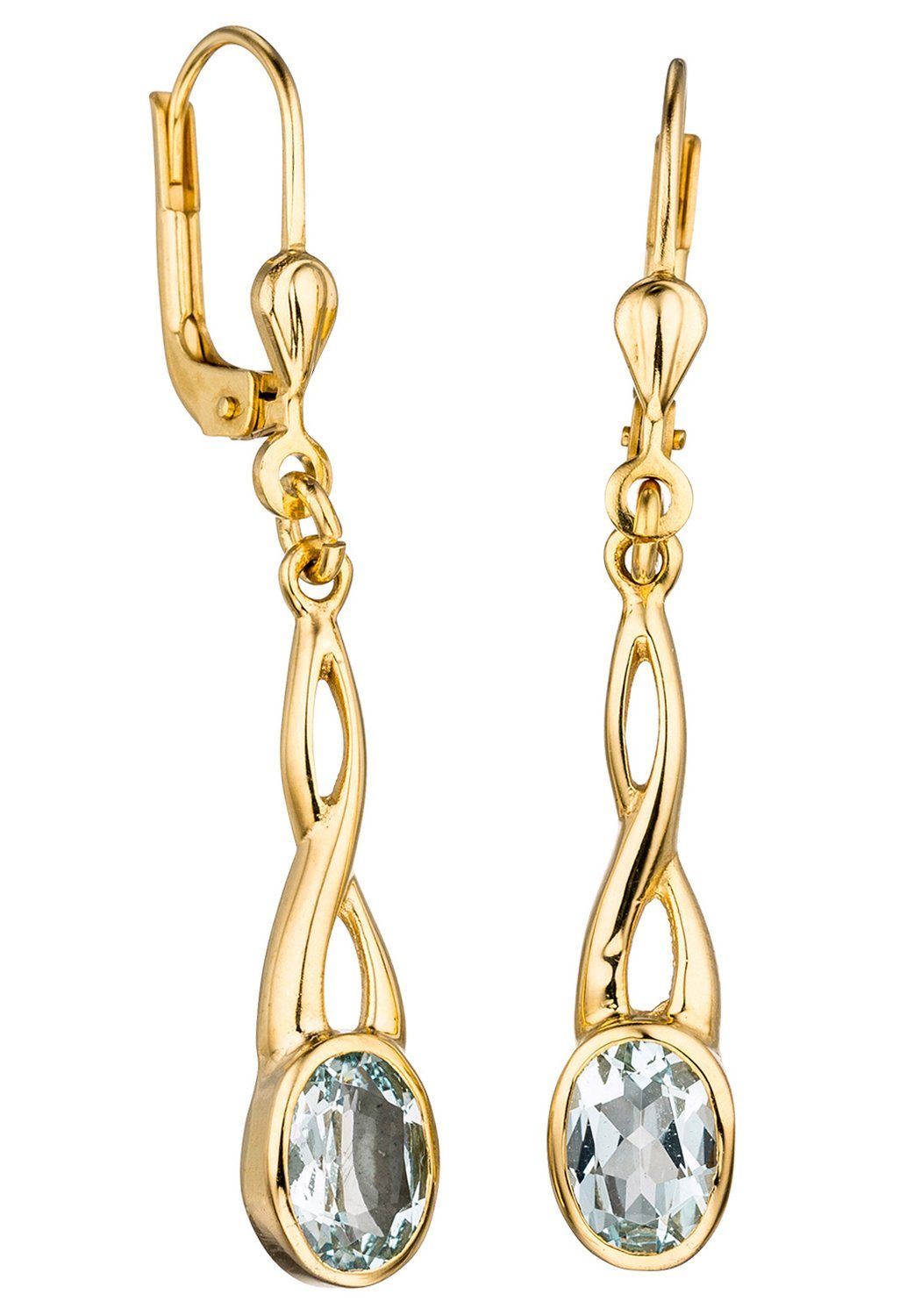JOBO Paar Ohrhänger Ohrringe mit Aquamarin, 585 Gold
