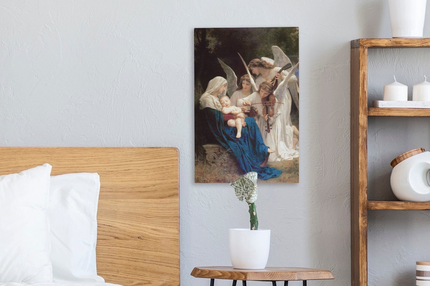 William-Adolphe Gemälde - Gesang Leinwandbild St), Zackenaufhänger, bespannt Bouguereau, Gemälde, OneMillionCanvasses® cm Leinwandbild der 20x30 von (1 Engel fertig inkl.