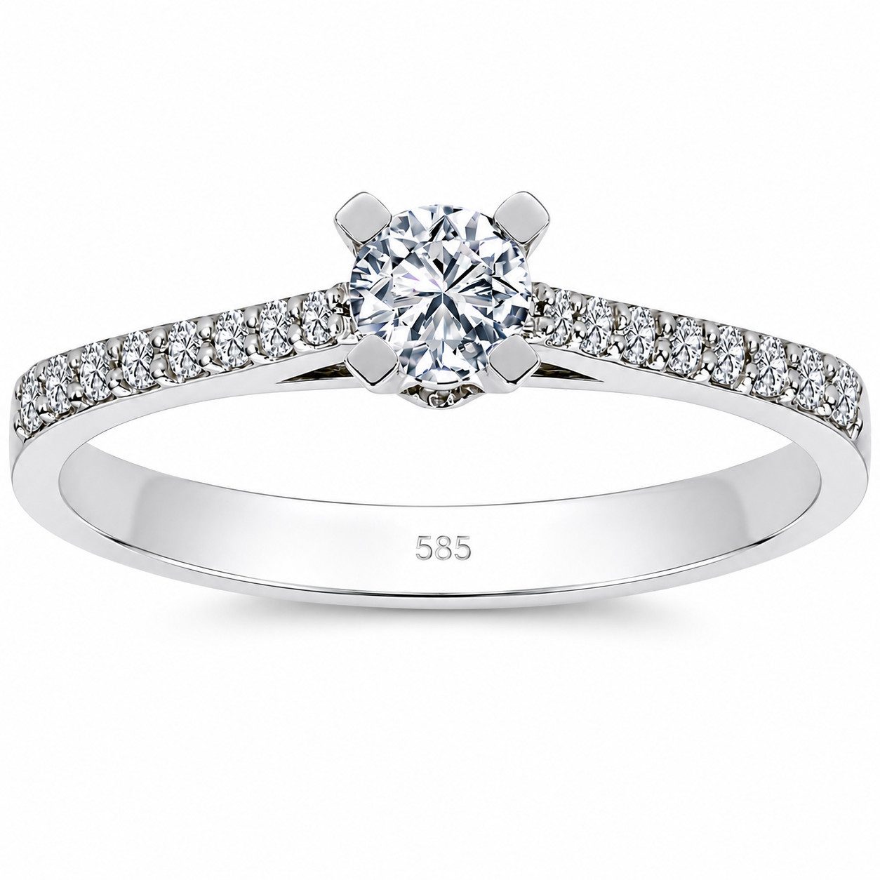 EinStein Diamant Diamantring 0,34 Carat Diamant Solitär Ring Antragsring 14 Karat Weißgold