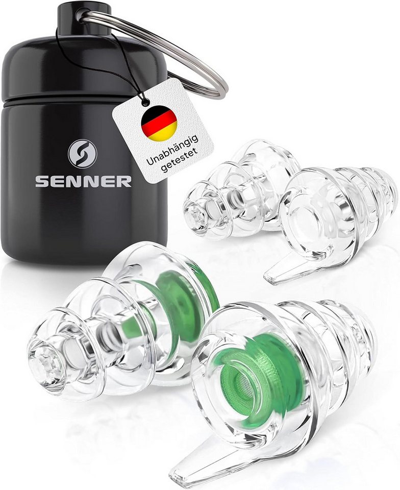 Senner Gehörschutzstöpsel MusicPro - Gehörschutz Ohrstöpsel Konzert, Festival, Musik und Party, Gehörschutzstöpsel für Musiker - Hi-Fi Earplugs - SNR 20 dB