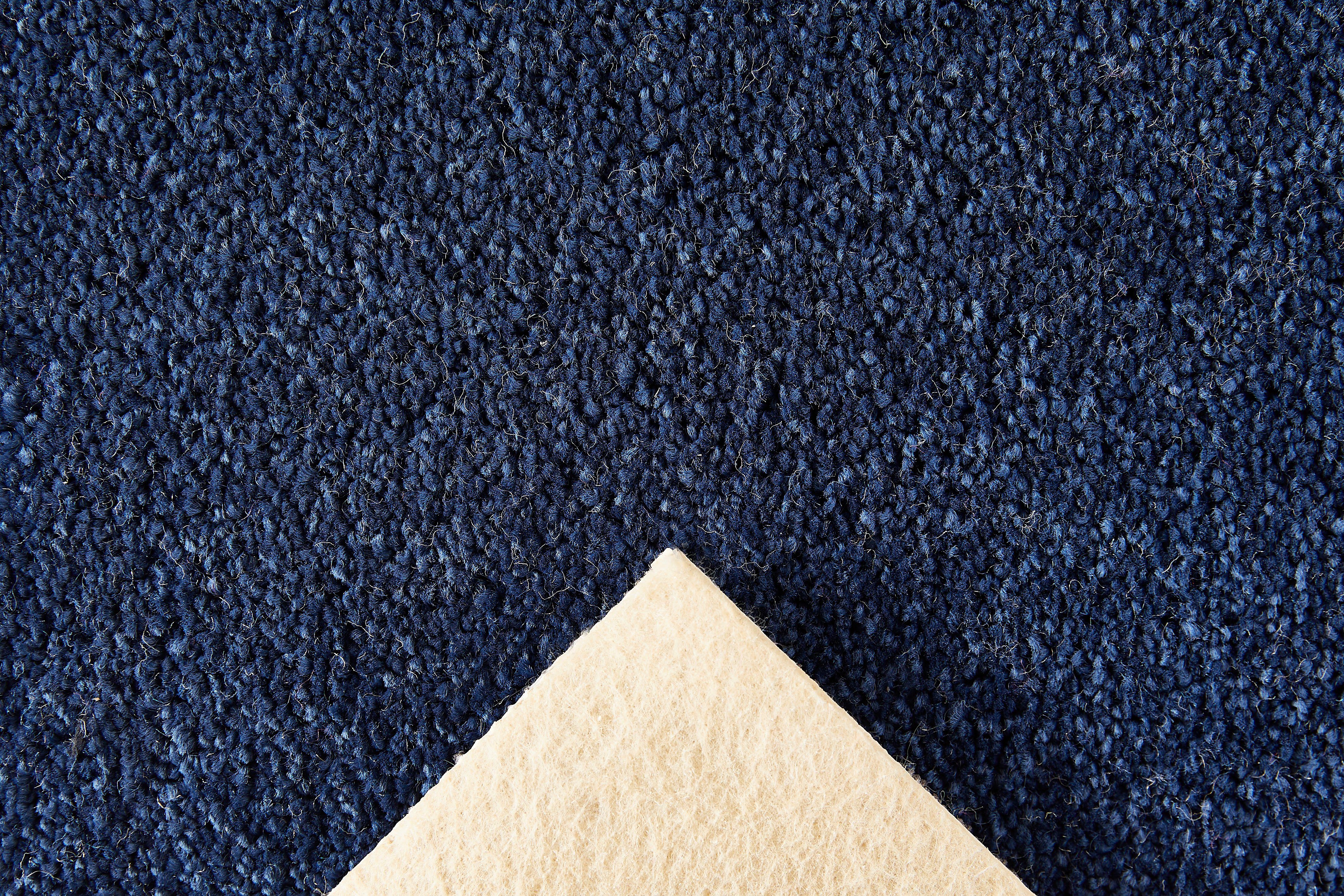 Teppichboden Coupon Frisee-Velours 500 oder Höhe: 12 Andiamo, dunkelblau pflegeleicht mm, & 400 cm, Sophie, Breite rechteckig, Uni cm strapazierfähig Farben