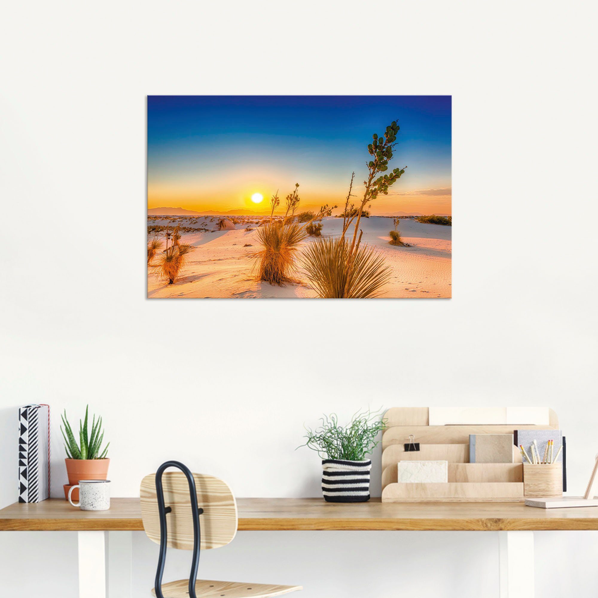 Artland Wandbild St), Größen in Wüstenbilder oder versch. Sonnenuntergang White Sands, Alubild, Wandaufkleber Leinwandbild, als (1 Poster