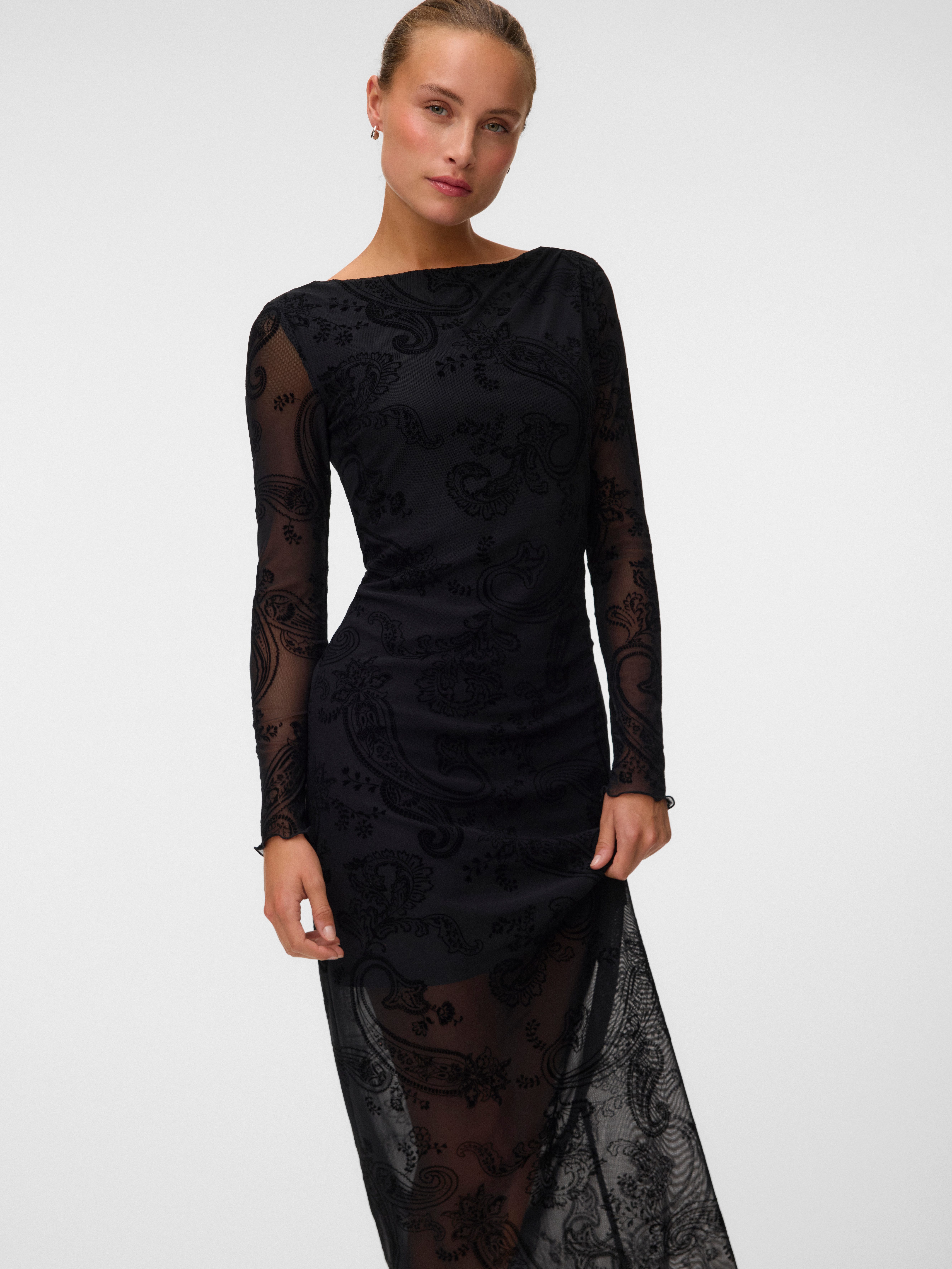 Vero Moda Maxikleid VMLOVA LS MESH 7/8 DRESS JRS NOOS Materialmix