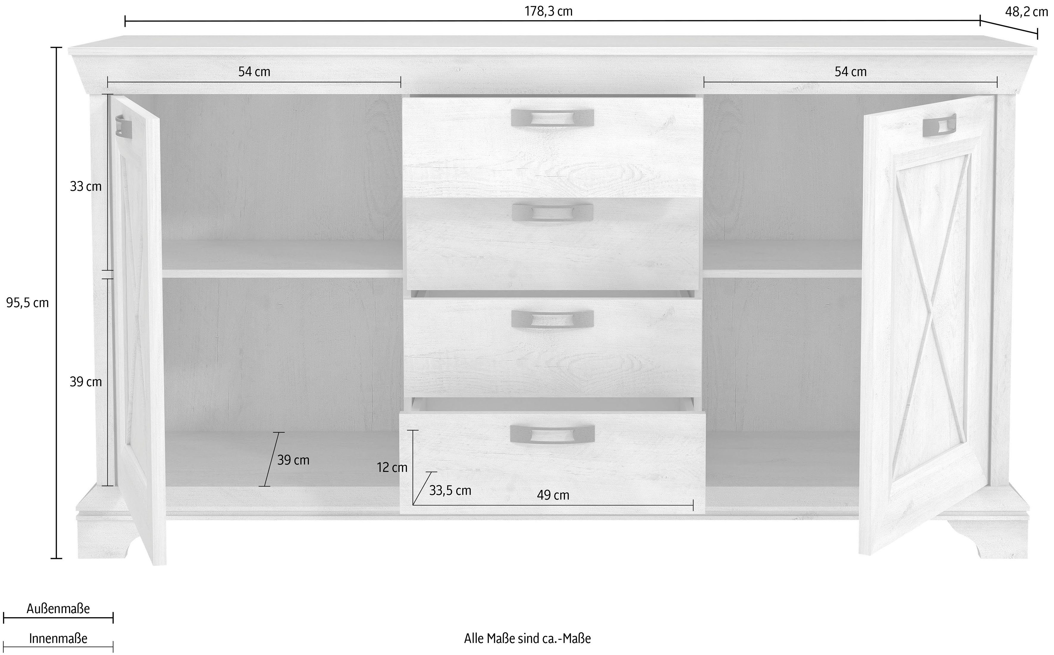 FORTE Highboard Kashmir, Breite 178 cm