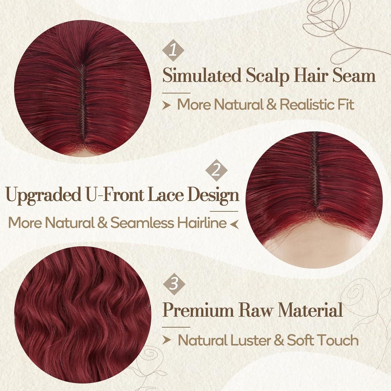 LuxusKollektion Kostüm-Perücke Lange Wellige Rot Perücke 66cm lace Front Synthetische Haar Perücke